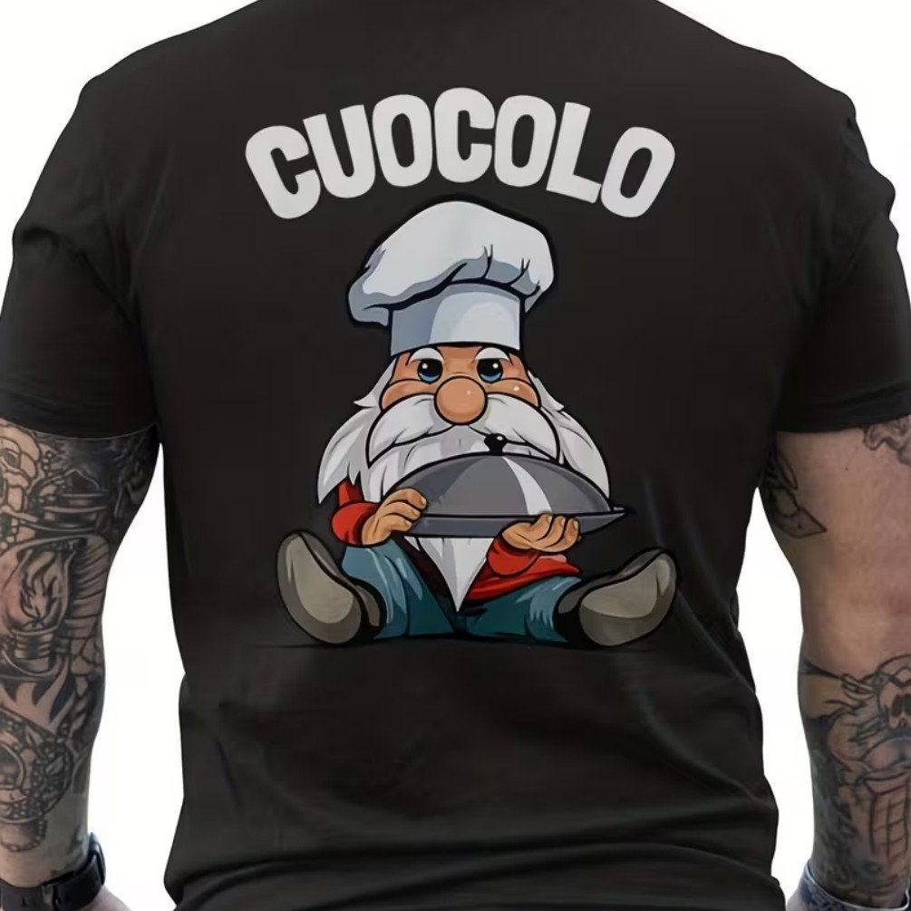 TEMU Maglietta Divertente con Stampa "Chef Nano & CUOCOLO" - T-Shirt a Tema , per Appassionati , Chef e Foodies - Maglietta a Maniche Corte