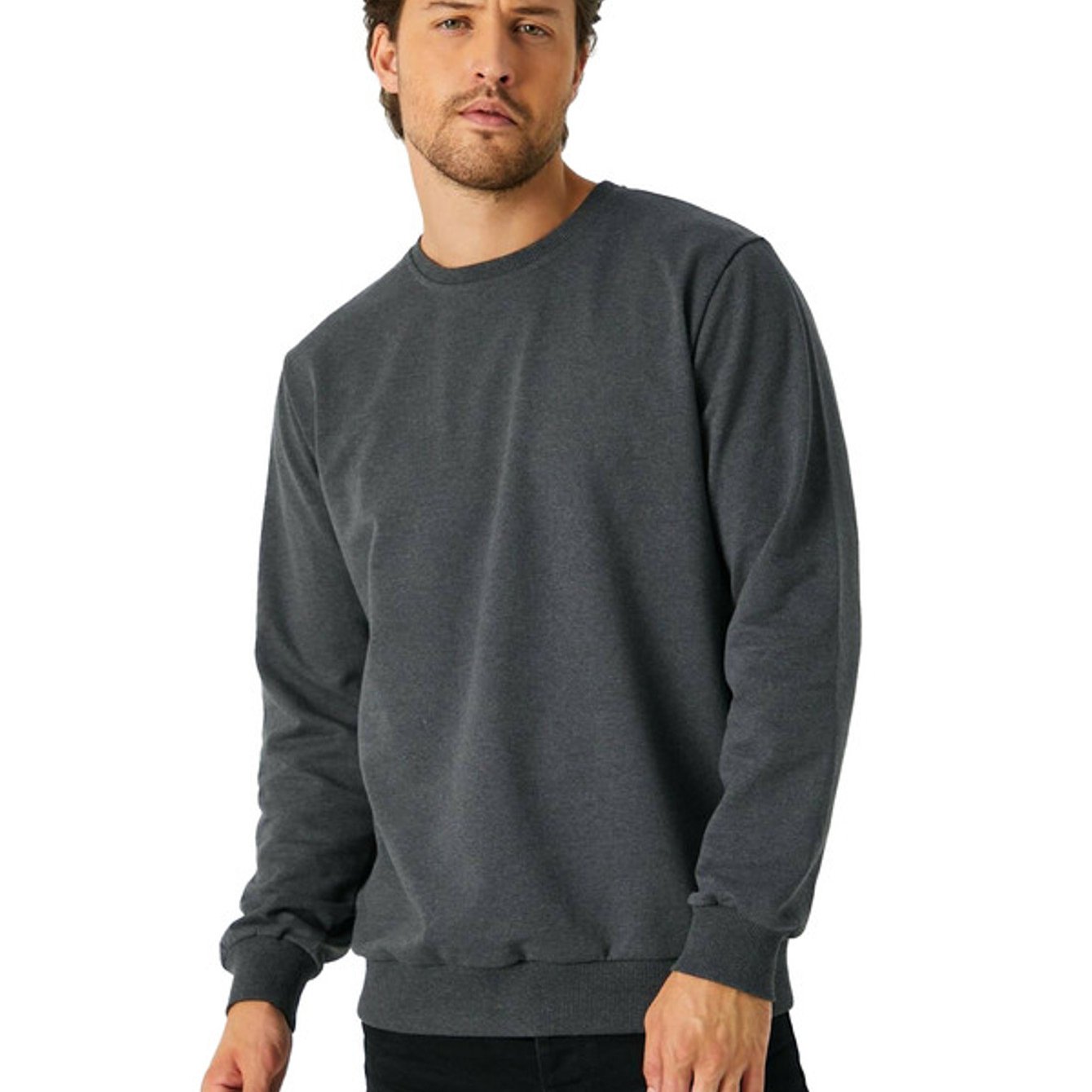 Men's Sweatshirt Classic Pullover Without Hood, Comfortable Basic Jumper For Everyday & Leisure