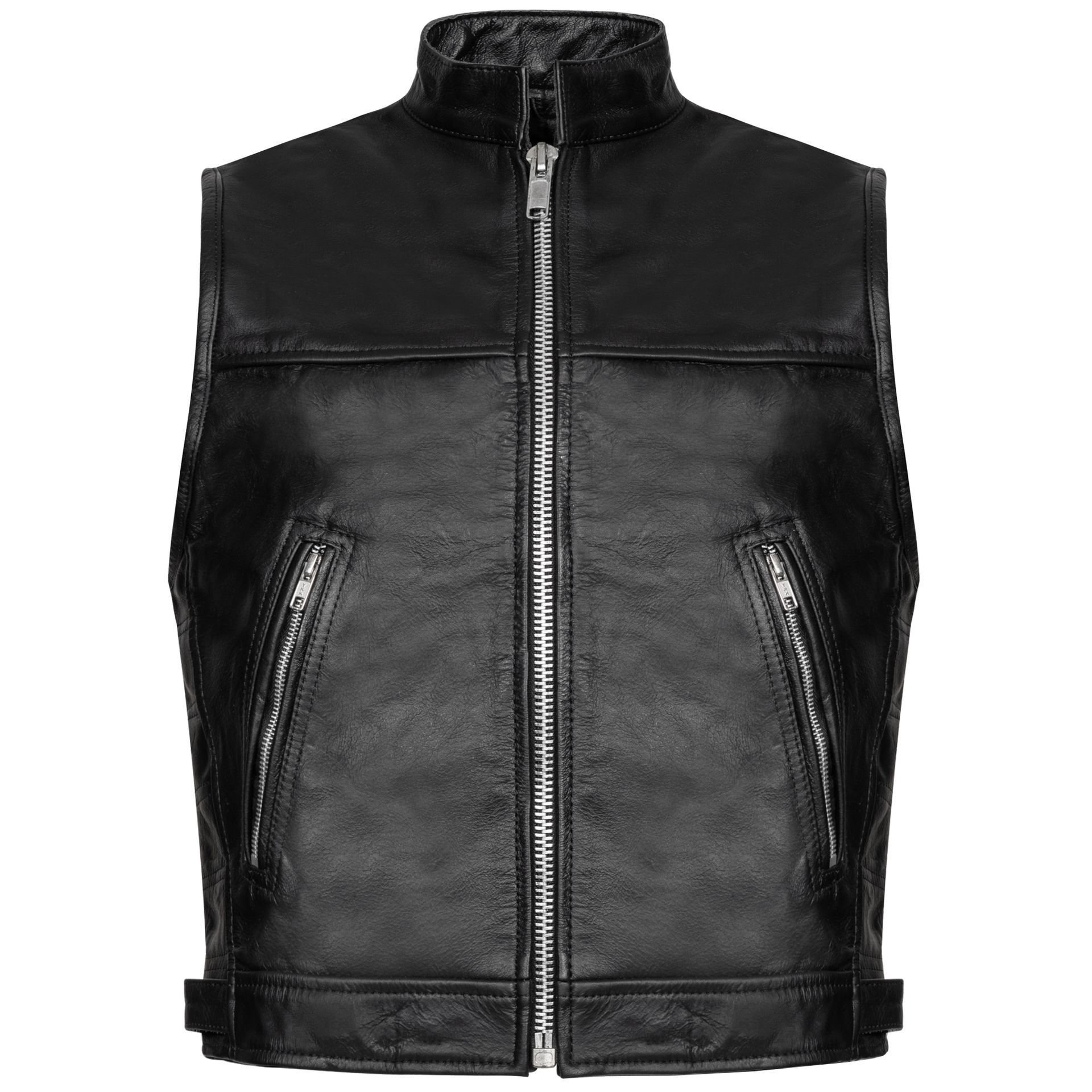 Paulgos Leather Vest Biker Vest Chopper Vest 100% Genuine Leather - Bw8