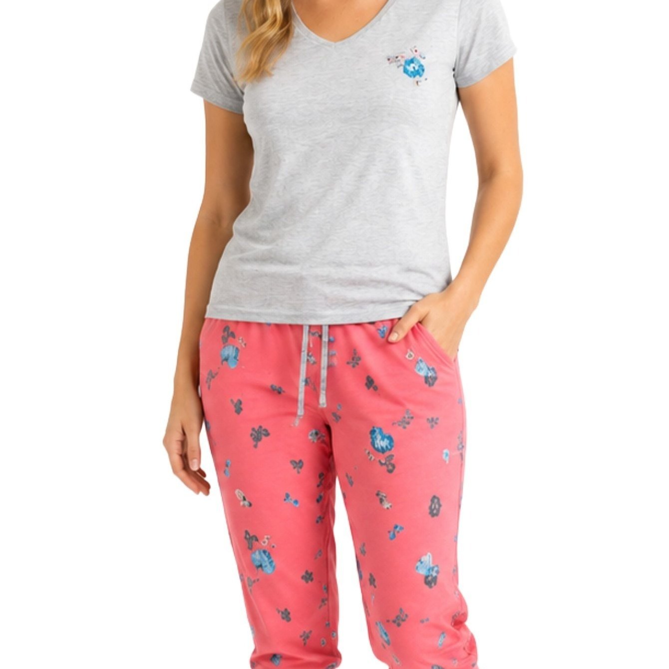 Women's Short Pajama Set, Capri Pants, T-shirt, Soft And Cozy, Sizes Xl
