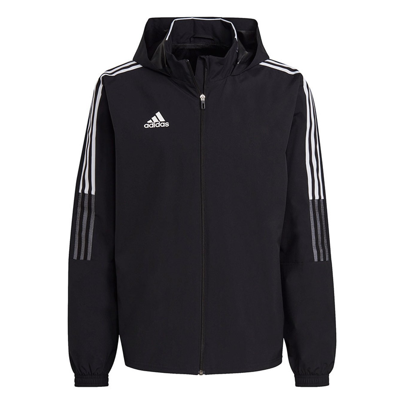 Image of Men's Allweather Gh4466 Black Waterproof Jacket With A Hood For Soccer Training And Everyday Use.