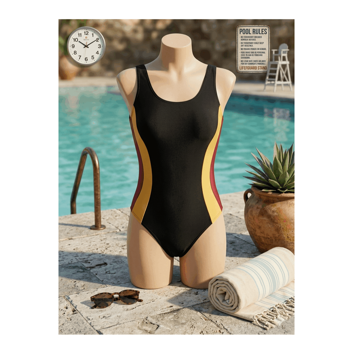 Image of Girl's Swimsuit Germany Colors Black Red Yellow Sizes 104 116 128 And 140