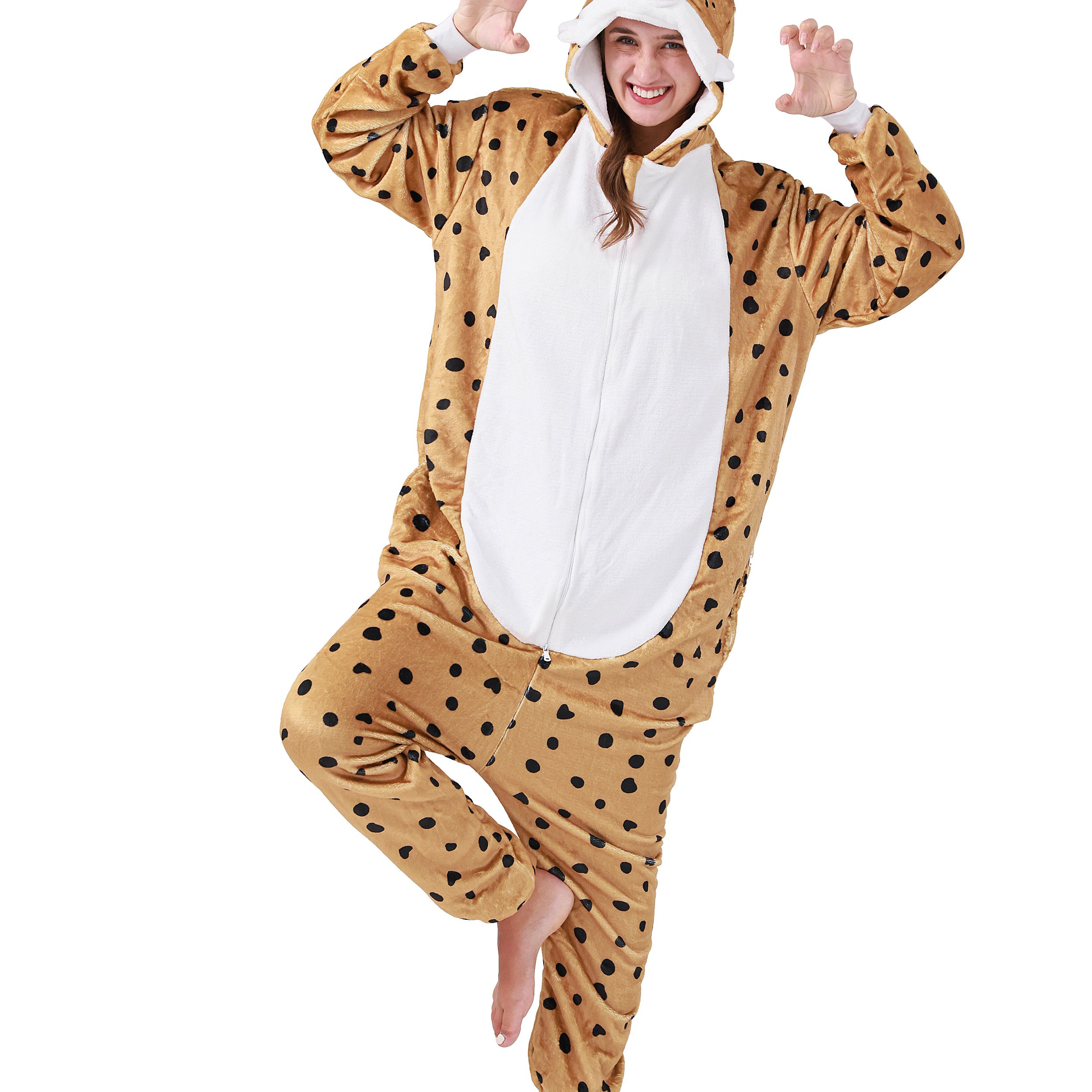 Image of Lynx Wildcat Cat Costume For Women Men Adults Halloween Onesie Full Body Suit Jumpsuit Carnival Costume Costume Animal Costumes Plush Costumes