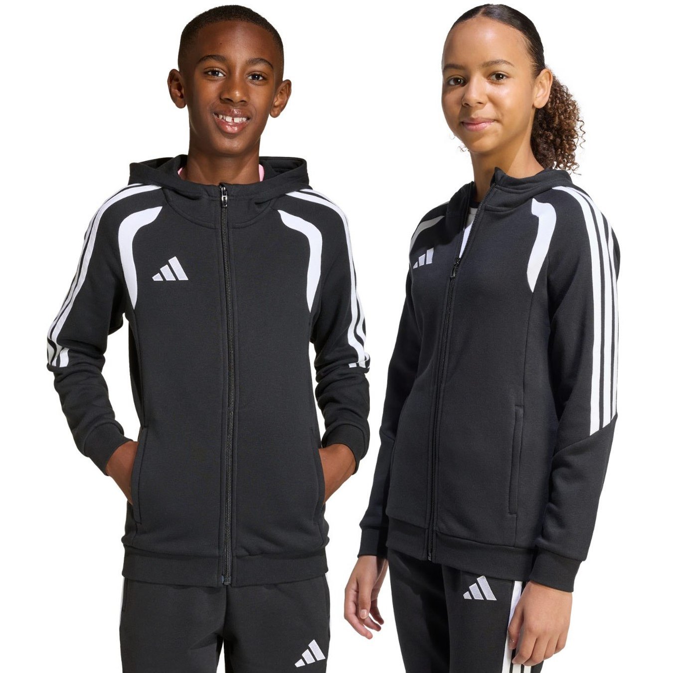 Tiro 26 League Sweat Full Zip Hoodie - Black Football Hoodie With Full Zipper For Everyday Training For Kids, Model Kf3324