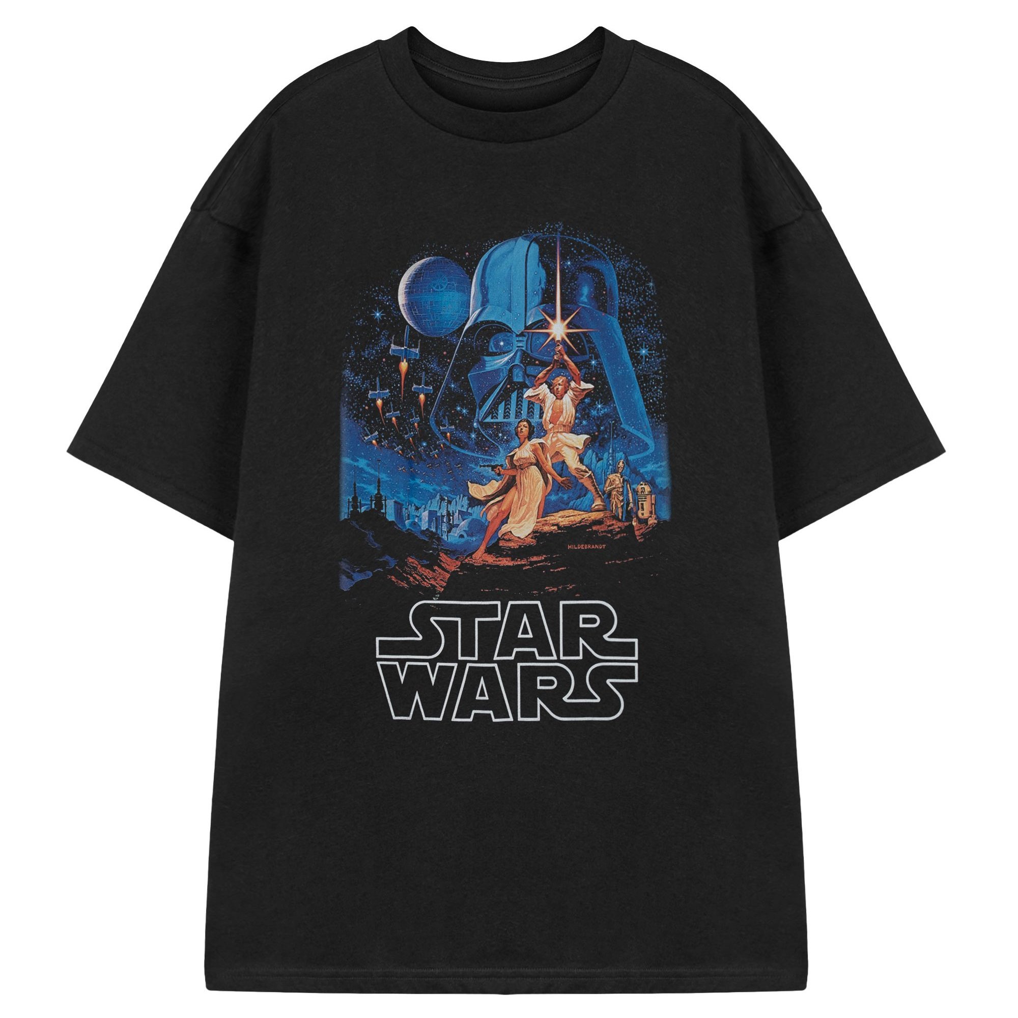 TEMU Star Wars Mens Black Short Sleeved T-shirt | Classic Graphic Tee | Retro Vader, & Yoda Print | Star Wars Apparel For Men | Gift