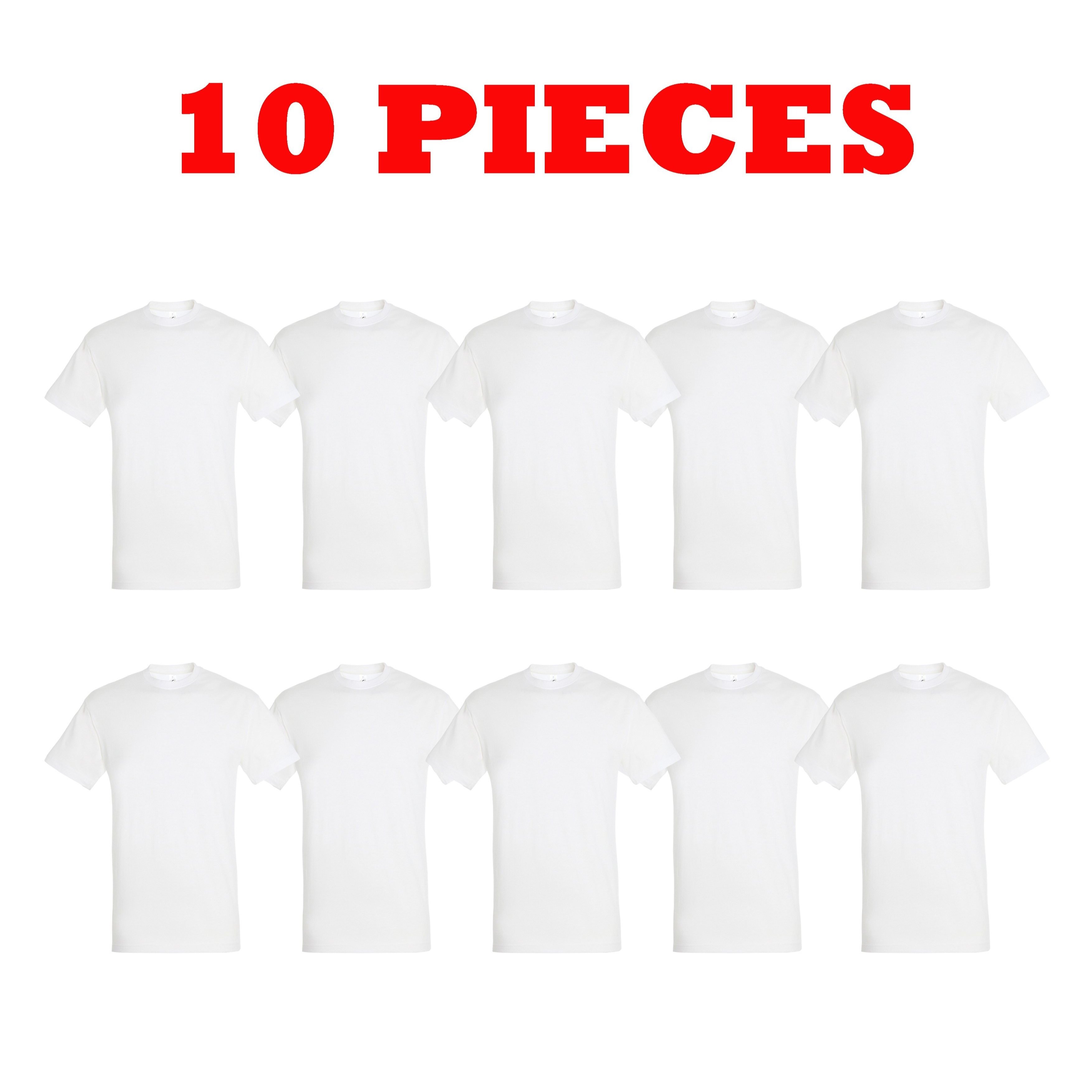 TEMU Pack Of 10 White T-shirts, Lightweight And Cool