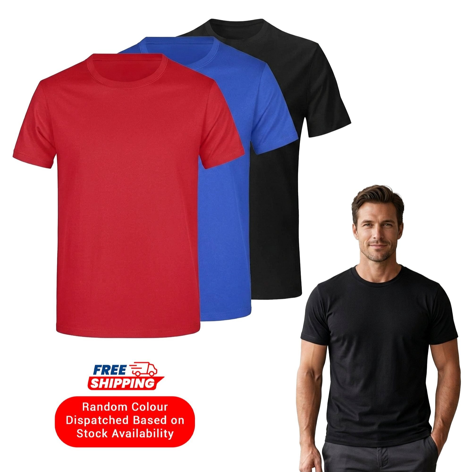 TEMU 3 Pack Random Color Men's T-shirts 100%plain Short Sleeve Tee Shirt Top