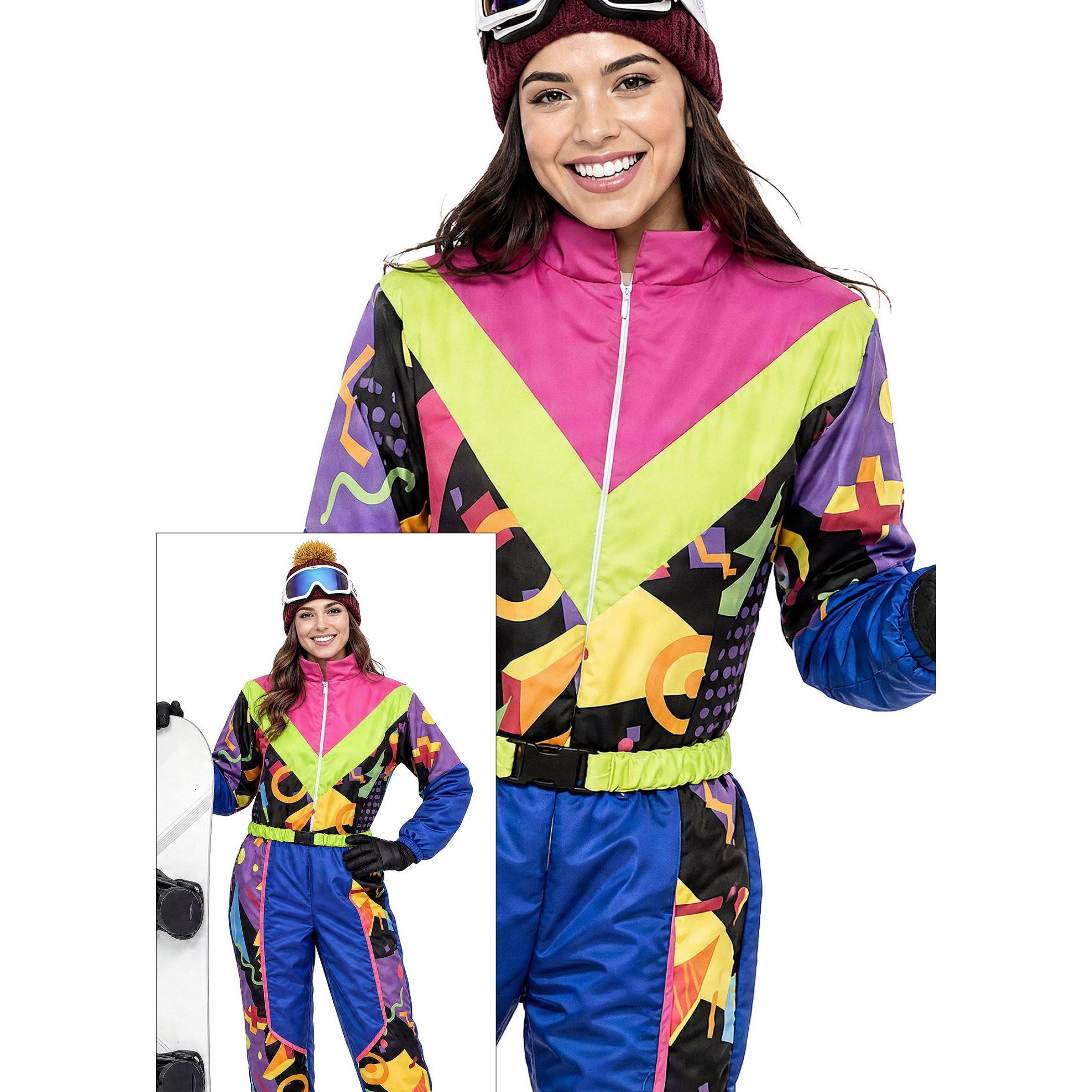 Image of 80s Ski Suit Retro Vintage Adventure -piece Snowboard Jumpsuit Carnival Costume