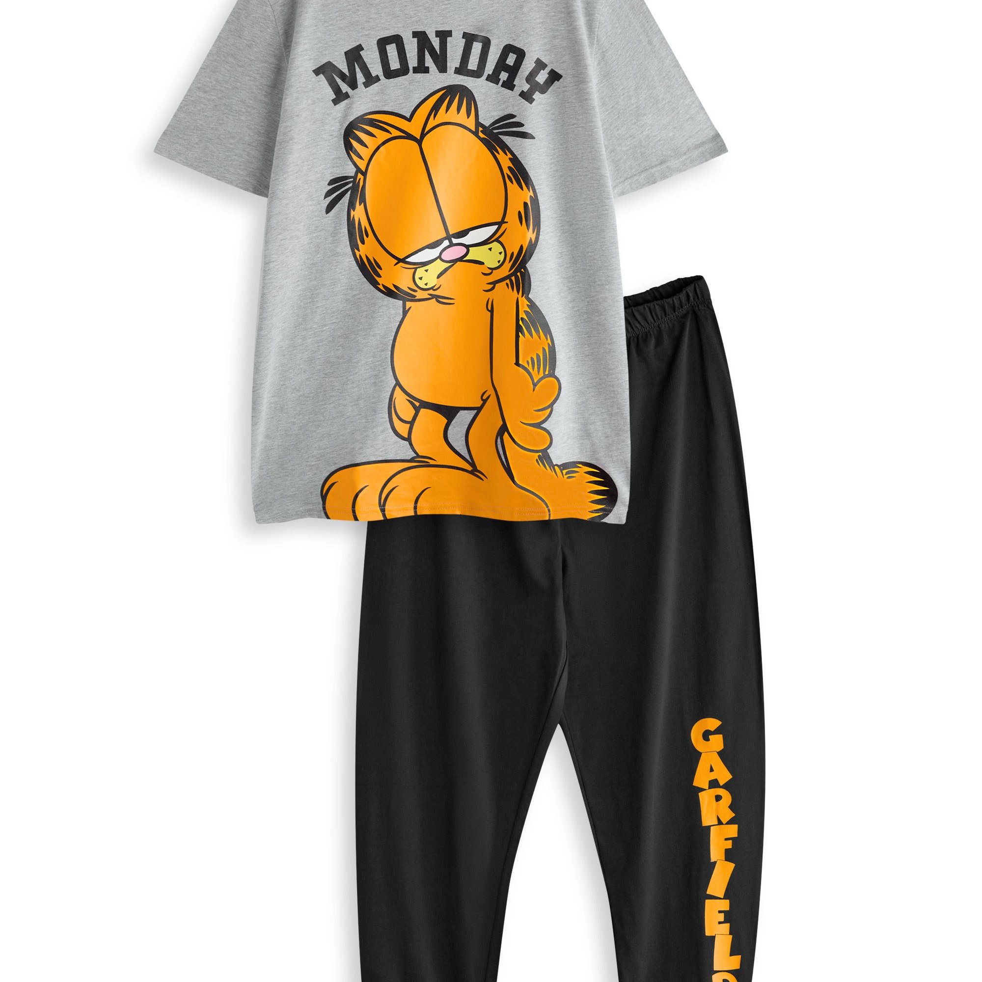 TEMU Garfield Mens Pyjamas | Adults Grey T-shirt With Black Long Bottoms Pjs |