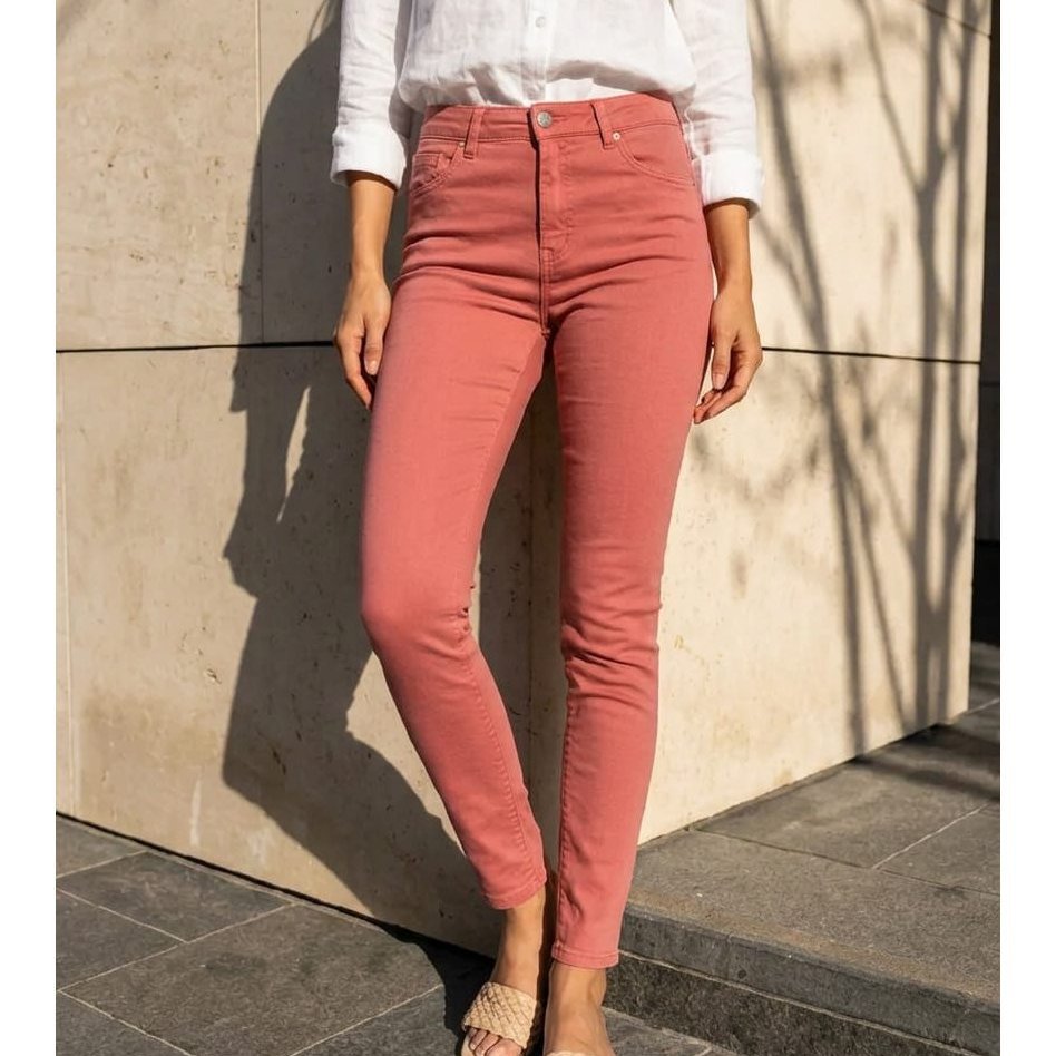 Denim Collection – Women's Slim Fit Stretch Jeans In Coral