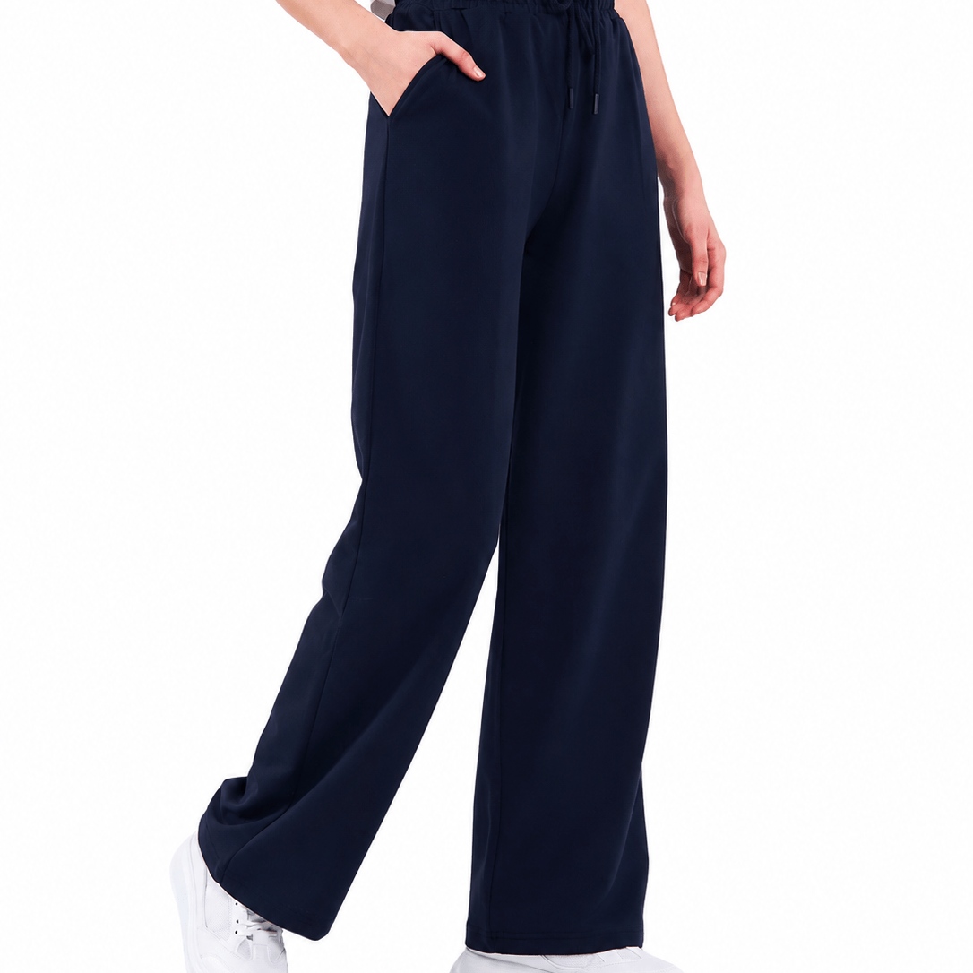 TEMU Pantalon Large Femme avec Poches – Jogging Fluide, Taille Haute Élastique à Cordon, Coupe