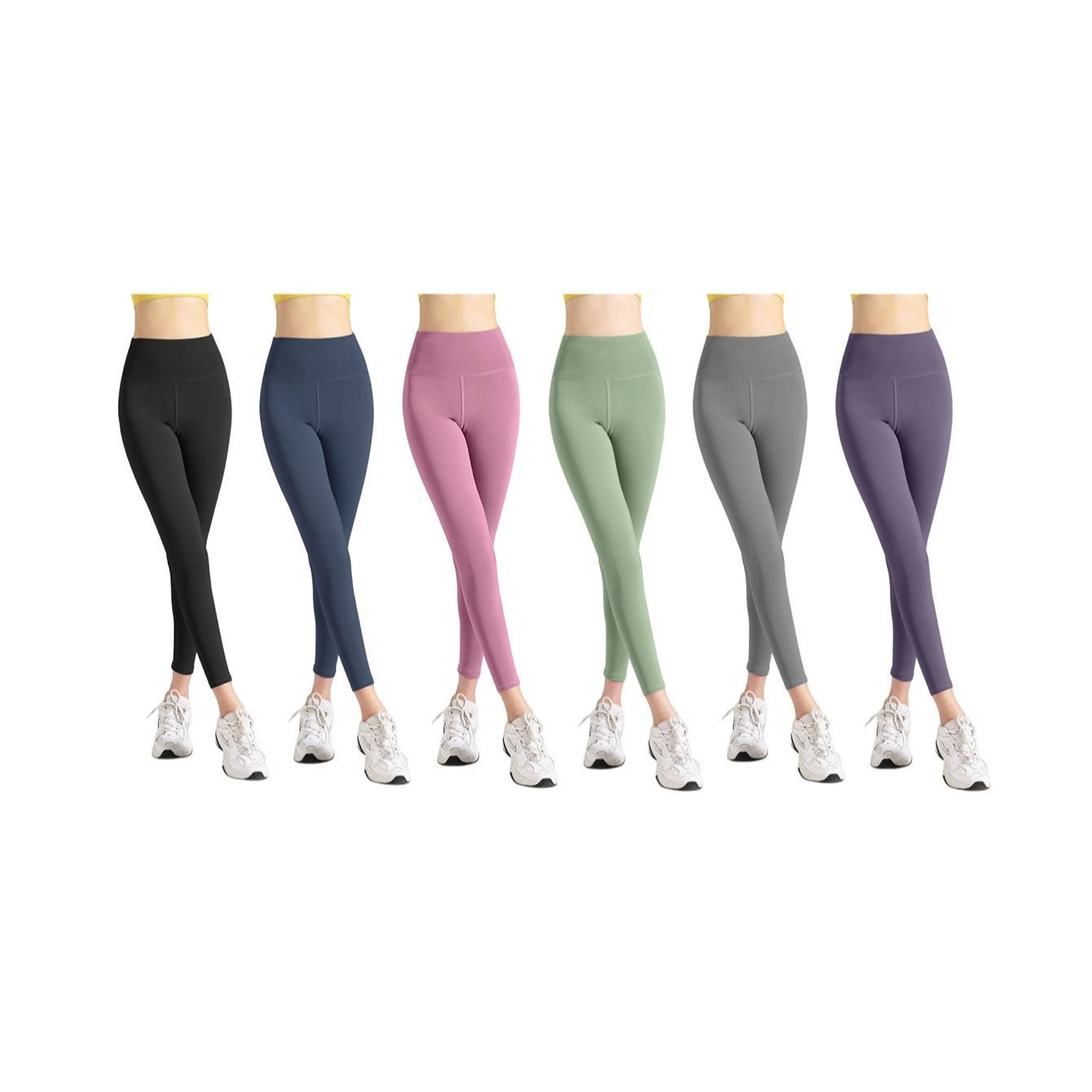 TEMU Pack 6 piezas Leggings de Yoga, Pantalones de Yoga de Cintura para Mujer, para Ejercicio Fitness Gimnasio, Ropa Deportiva para