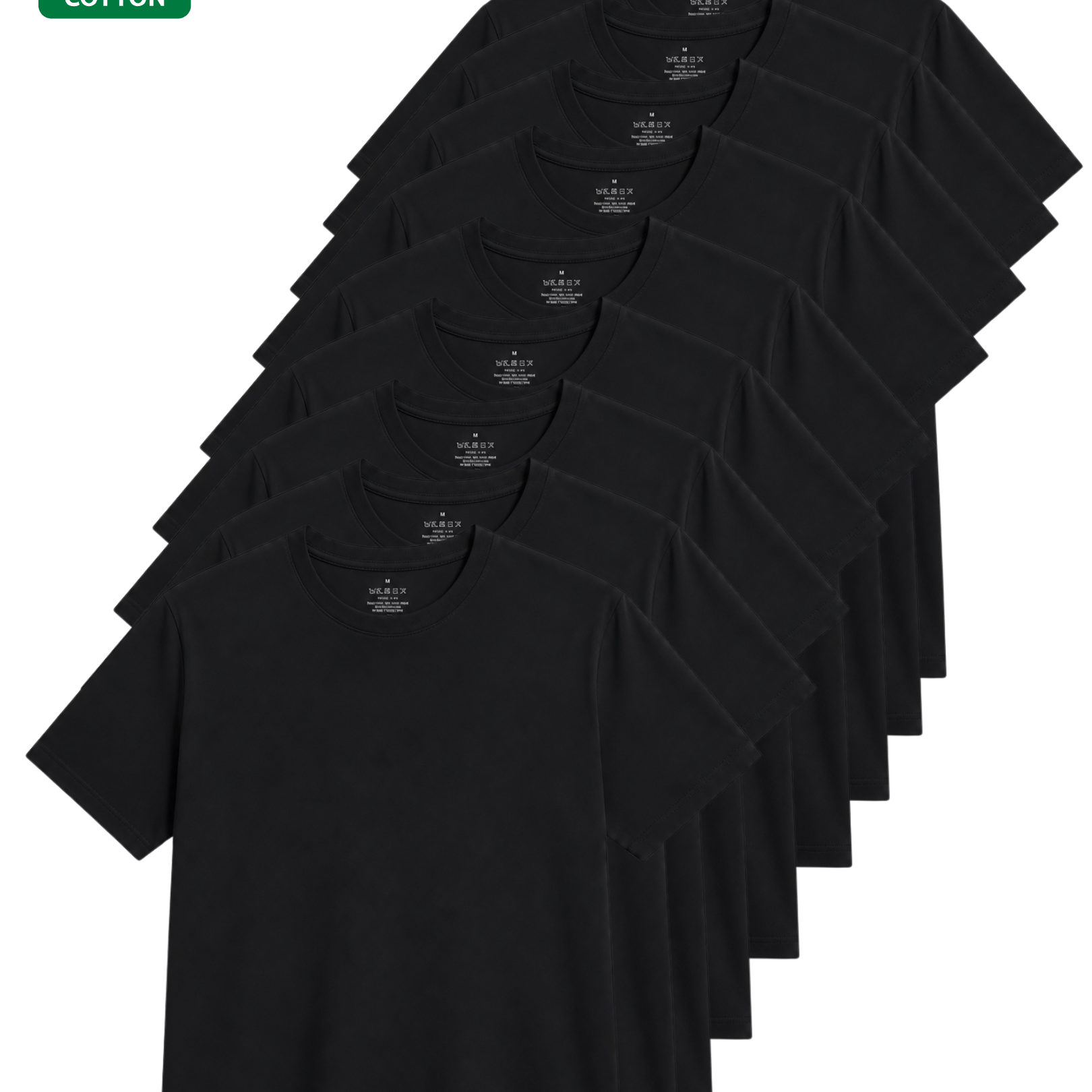 TEMU 9-piece Unisex 100% Cotton T-shirts, Mixed Colors Black And White, Solid Color, Soft And Breathable Fabric, Short Sleeve For Daily Use, Leisure,