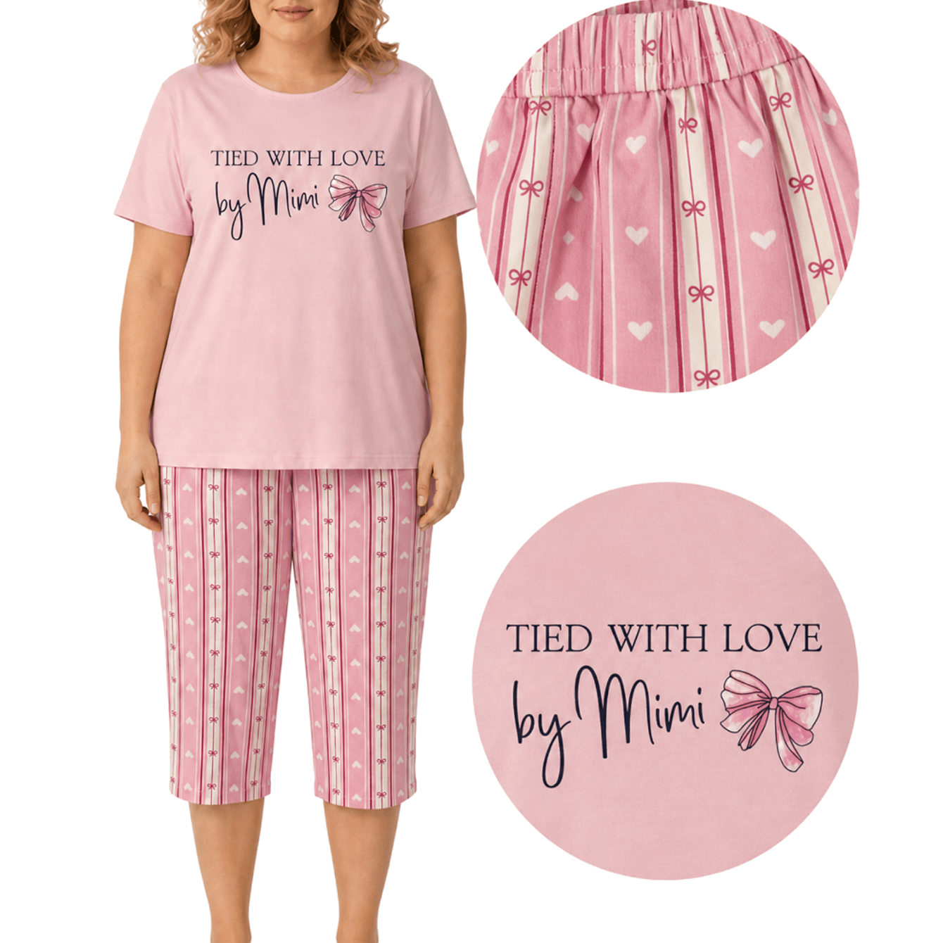 Image of Women's Pajama Pants 3/4 With A Small Bow