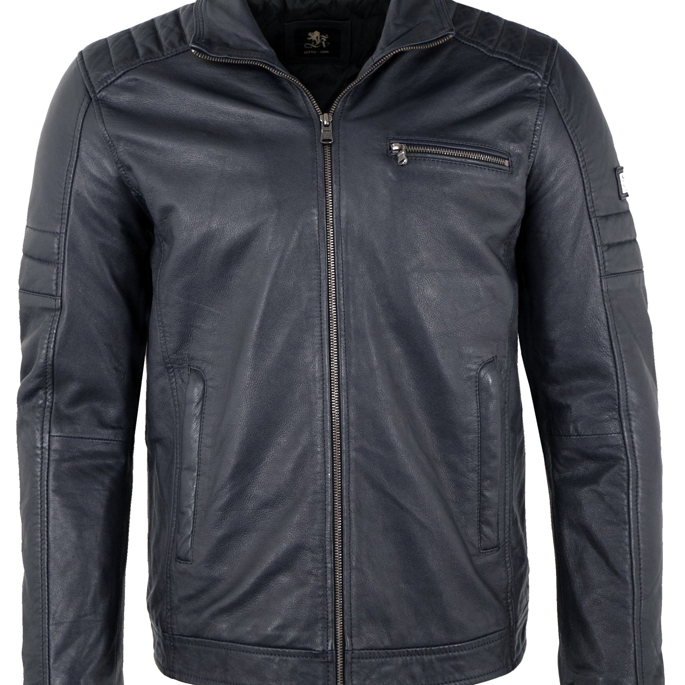 Men's Genuine Leather Jacket In Navy Lamb