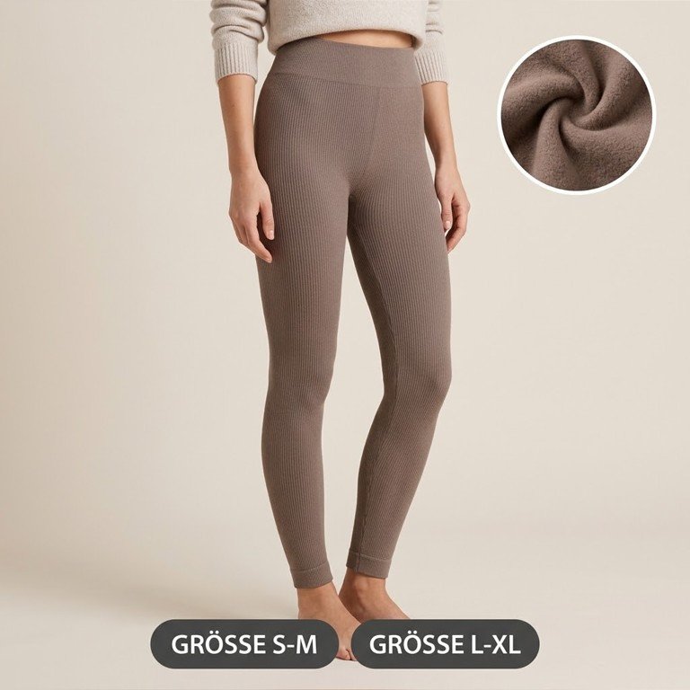 Image of Fed Leggings For Women For Autumn And Winter, One-color Ripple Leggings With, Seamless, Stretchy, Warm Pants For Everyday And Leisure, Brown, Size S-m / L-xl