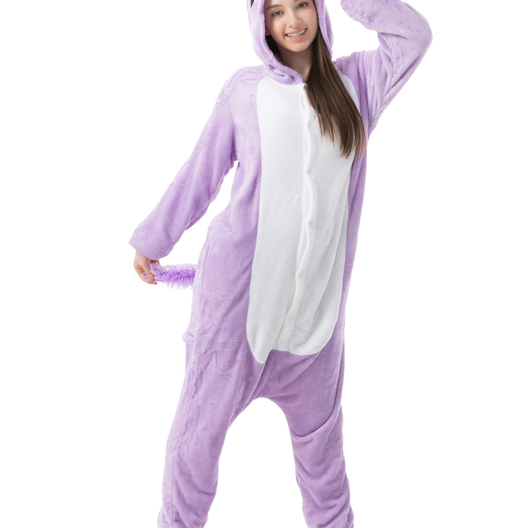 Image of Unicorn Purple Costume For Women, Men, Adults, Carnival, Halloween, Onesie, Full-body Jumpsuit, , Plush Animal Costume