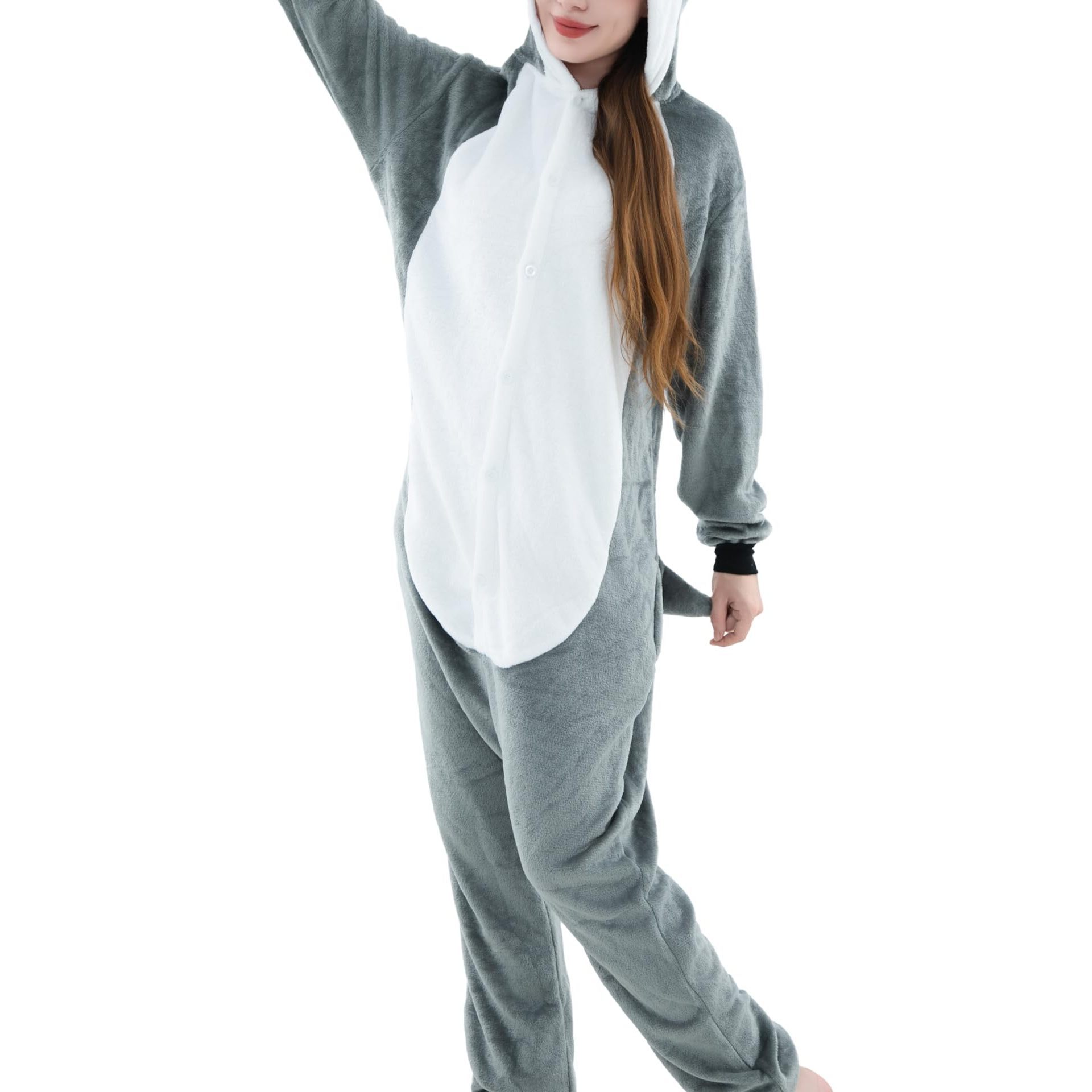 Image of 14 Husky Costume For Women Men Adults Carnival Halloween Onesie Full Body Suit Jumpsuit Carnival Costume Costume Animal Costumes Plush Costumes