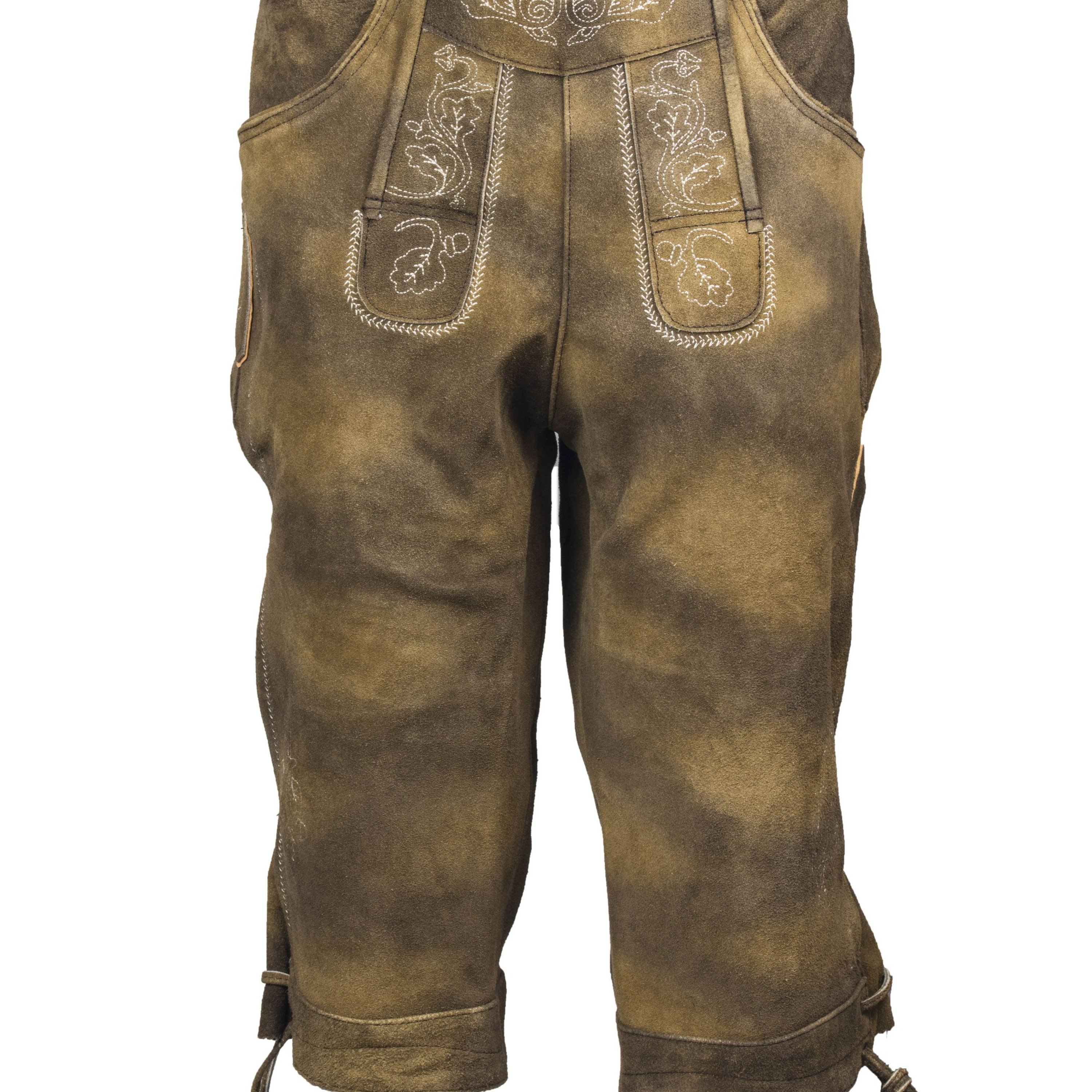 Image of Leather Including Suspenders For Men, Dark Brown Made Of Leather, Traditional Costume Knee-bundled Pants, Traditional Costume Sizes 44-46-48-50-52-54-56-58-60