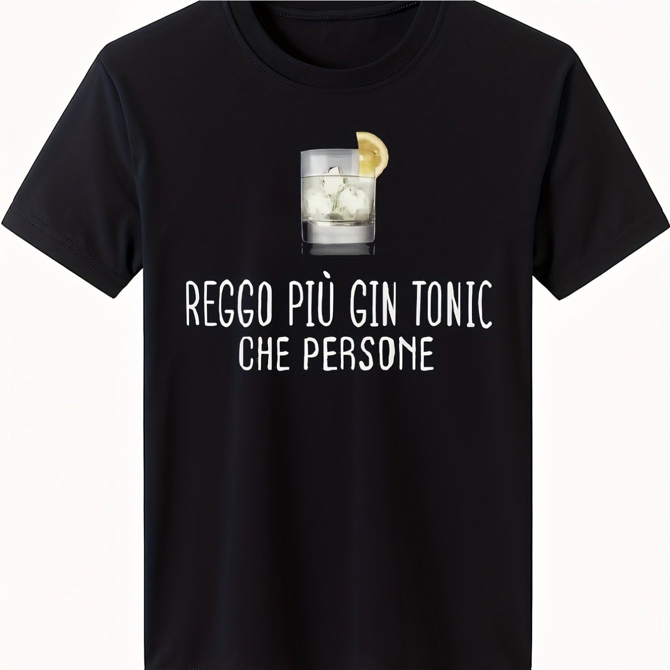 TEMU Maglietta da con divertente Gin Tonic - T-shirt casual a tema umoristico con stampa di bottiglia di gin, maglietta e a maniche corte con scollo