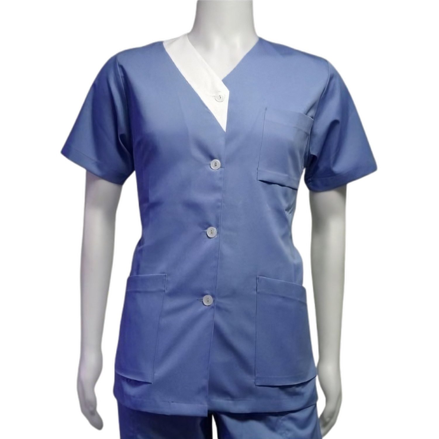 Image of Ladies' Care Dress Blue 100%- Dress Clothing, Washable 95°c, Size 36-42