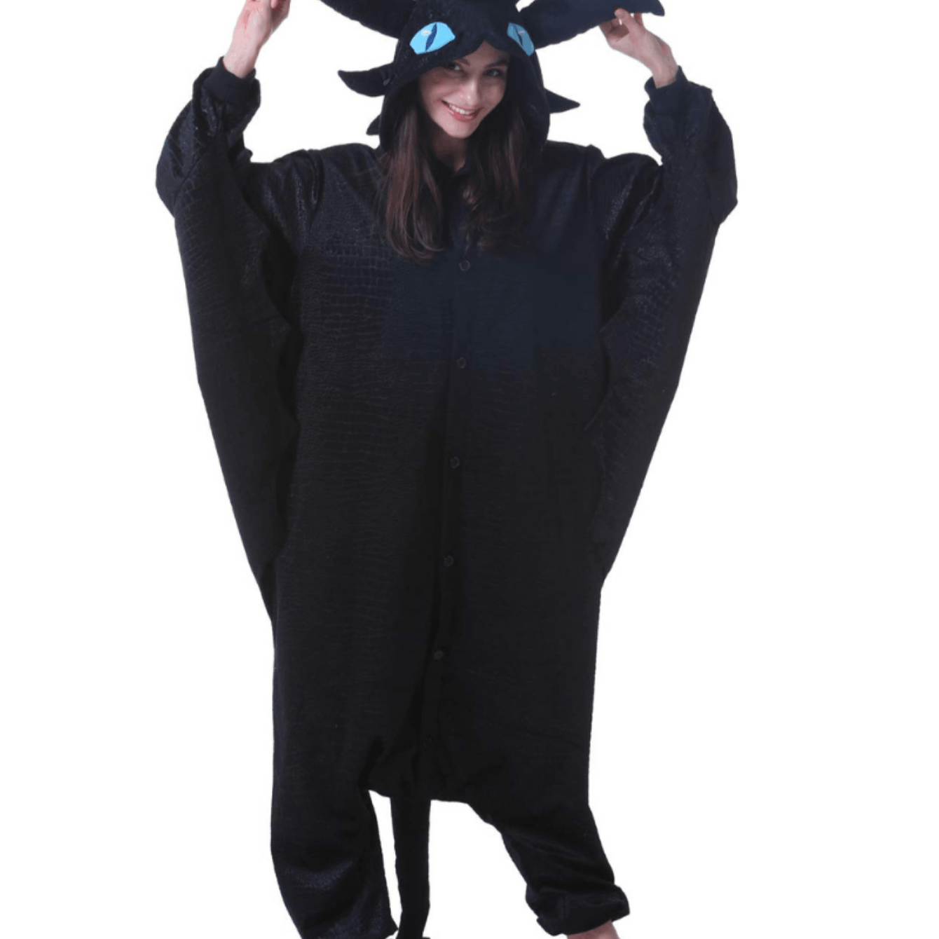Plush Pajama Costume - The Dragon With Hood And Pockets, Nerd Hunters, 100% Polyester, Fall And Winter, Casual, Party, And Everyday Wear, S - Xxl (145 - 195 Cm)