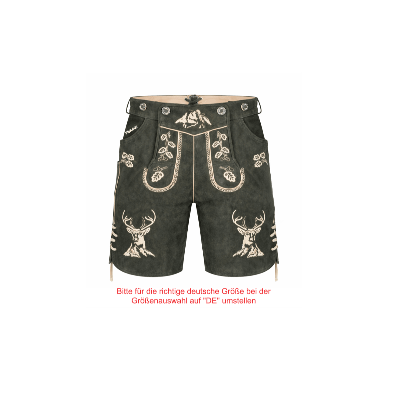 Image of Paulgos Men's Traditional Leather Lederhose Short - Hk4 - Real Leather - In 3 Colors - Size 44 - 60