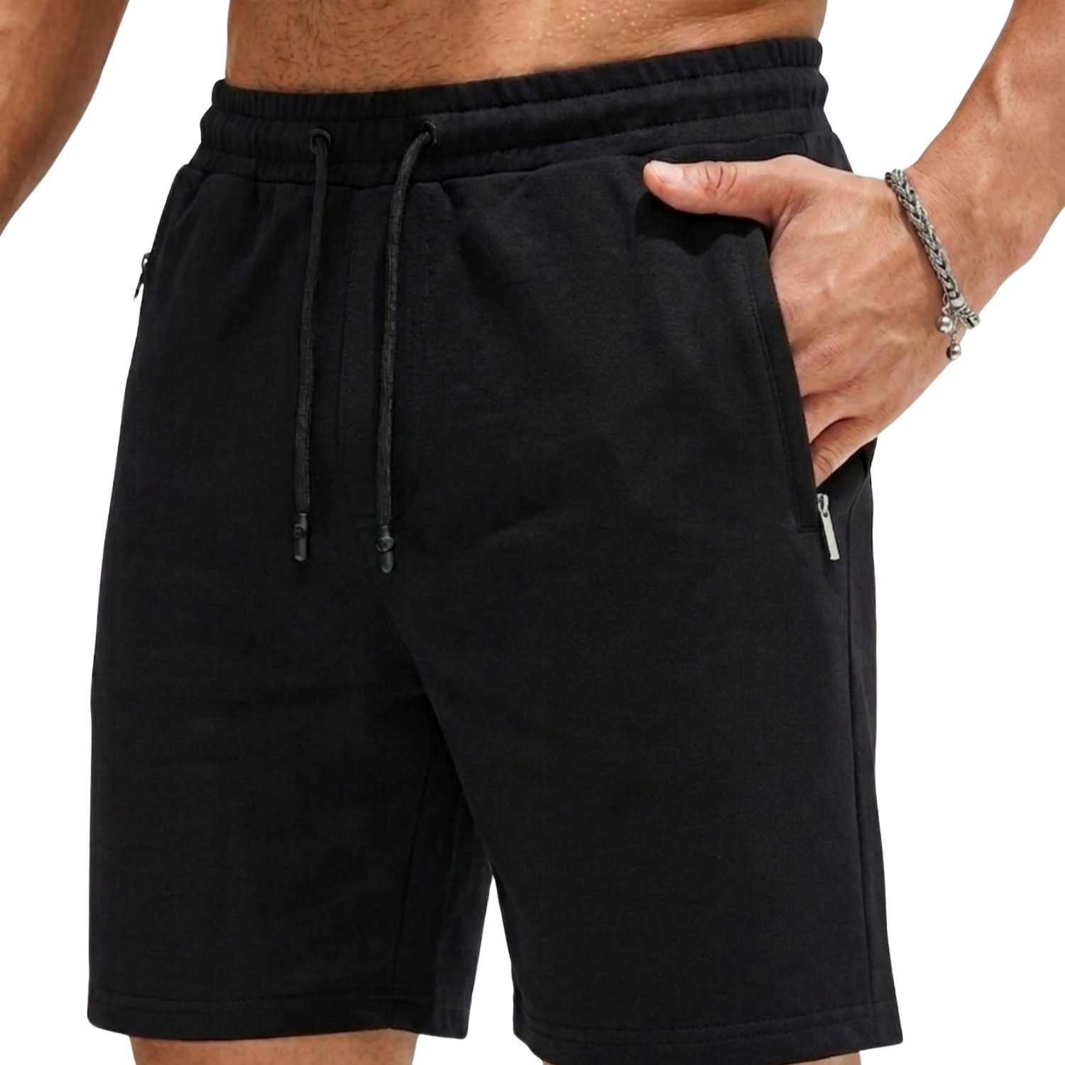 Image of Men's Shorts With Zipper -short Pants, Sports Shorts Men's Bermuda Jogging Shorts, Running Shorts Summer Training Shorts