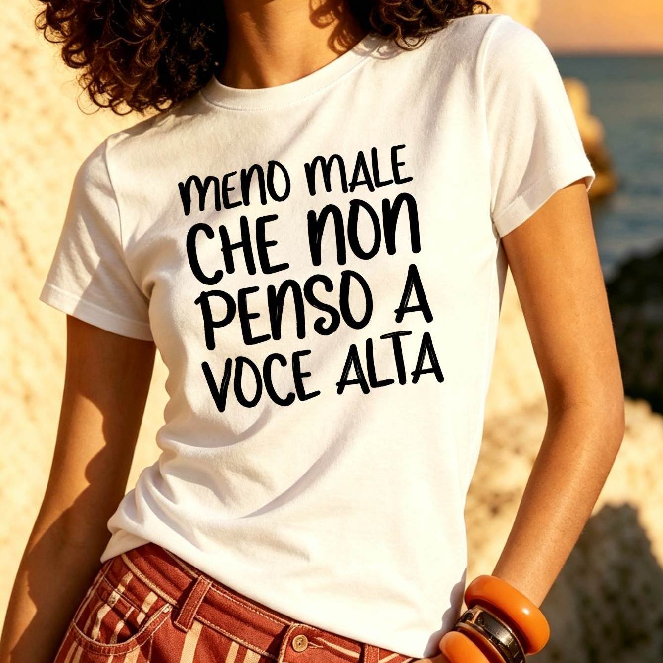 TEMU Summer Casual Women's T-shirt, Print "good Thing 't Out Loud", Soft And Breathable Cotton, Beach At Sunset And Seaside Holidays, With Boho-chic