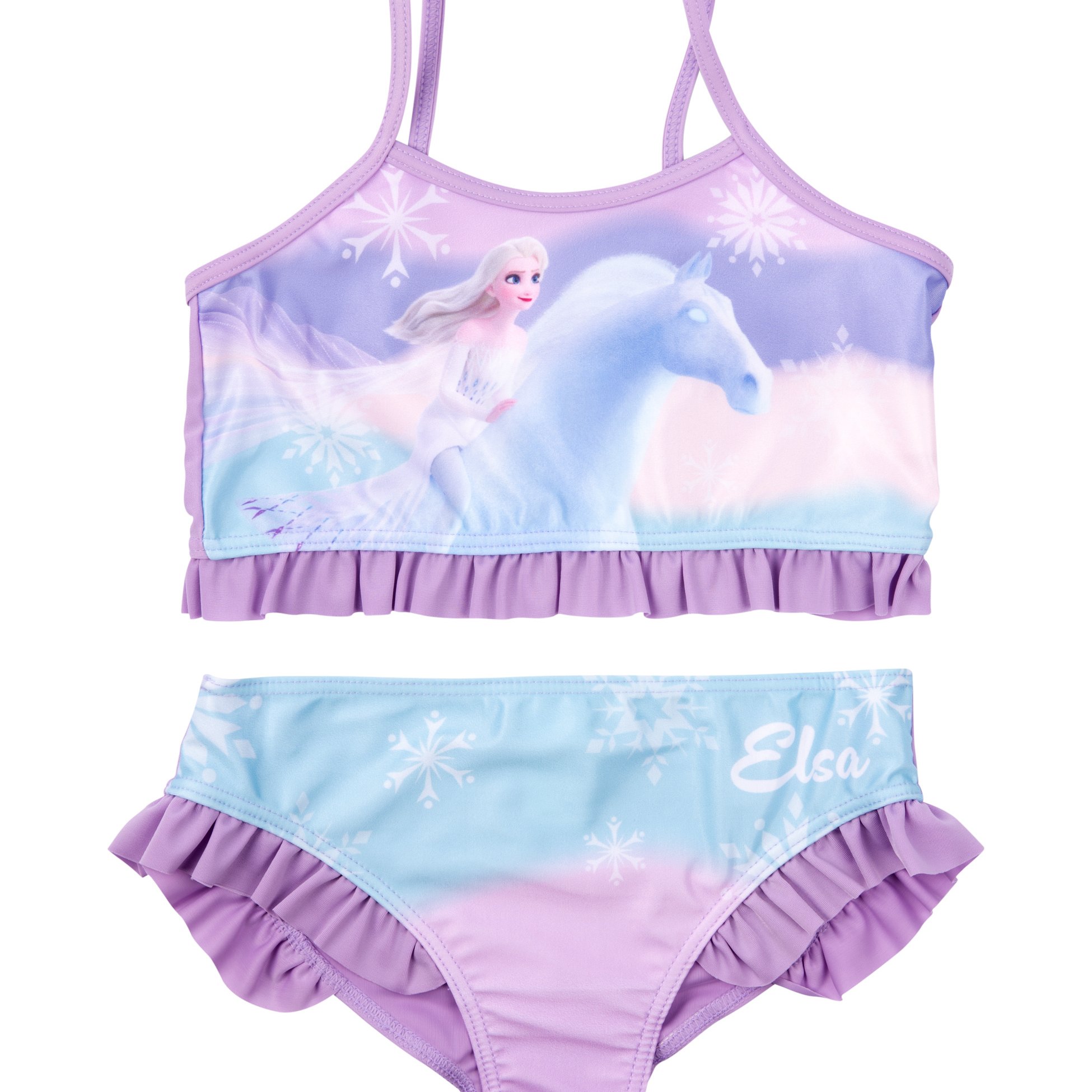 Frozen Bikini With Ruffles For Girls - Frozen Kids Two-piece Swimsuit Purple