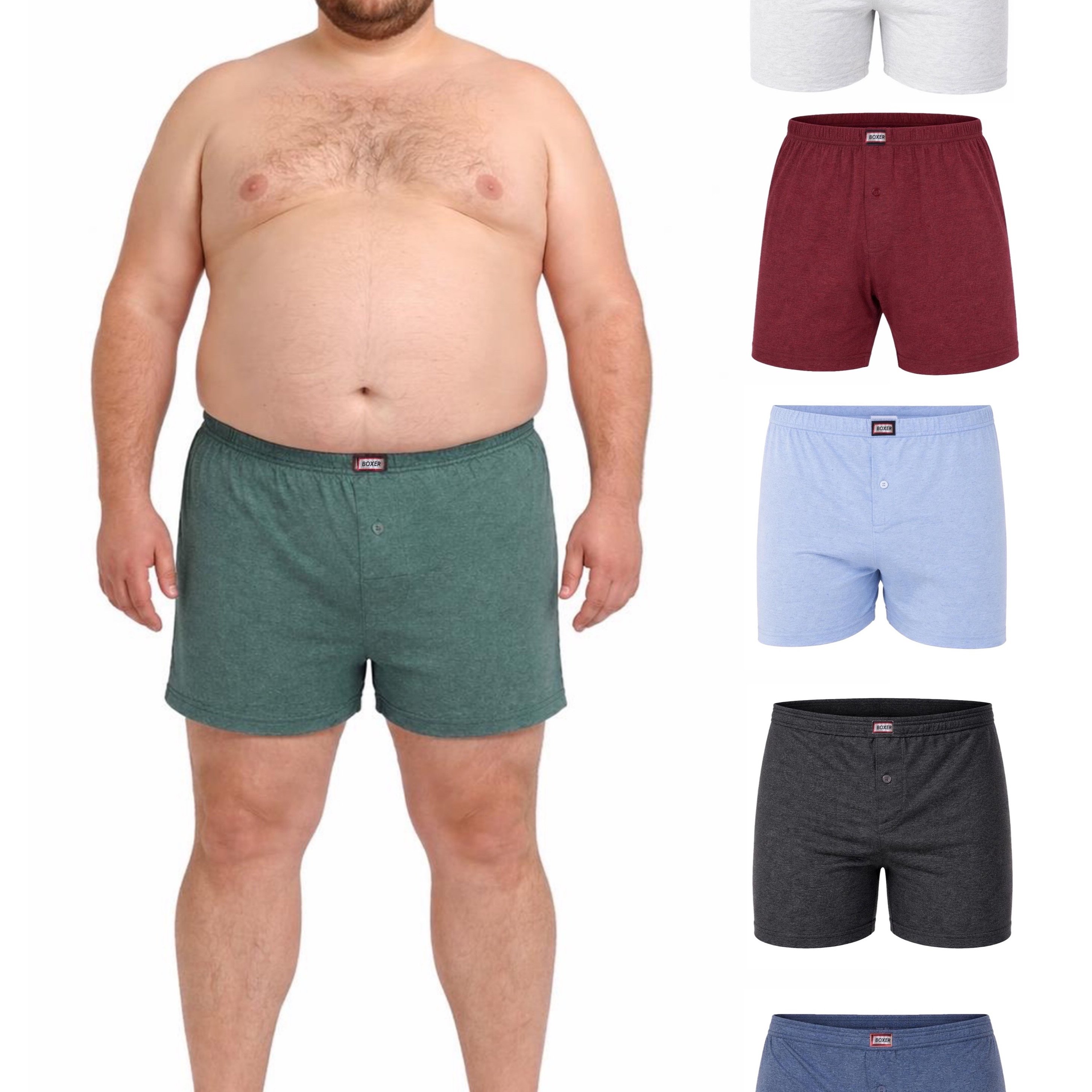 6 Men's Boxers, Oversize, 100%, , Button Fly, , Skin-friendly, Men's Underwear, Comfortable Breathable Men's Boxers, Leisure Sports Boxers 3xl, 4xl