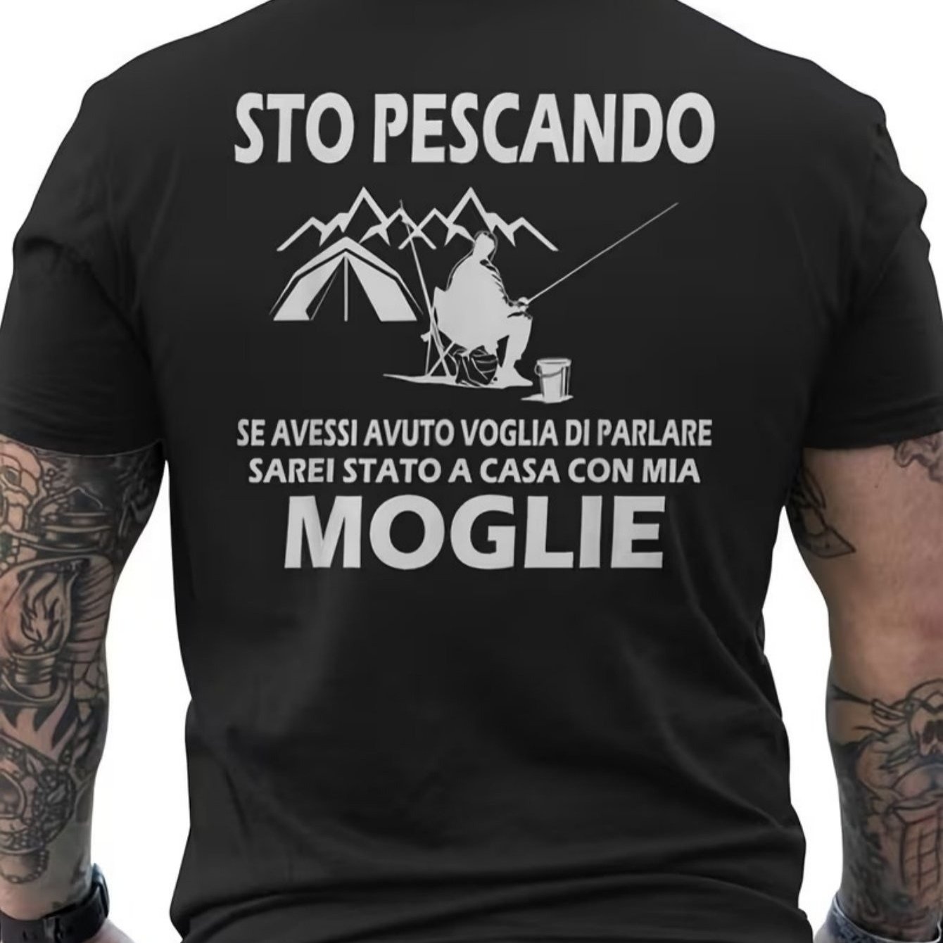 TEMU Graphic Fishing T-shirt For Men - Back Print "i'm Fishing" With Camping Scene - For - Casual Outdoor T-shirt With Regular Cut - Casual Clothing