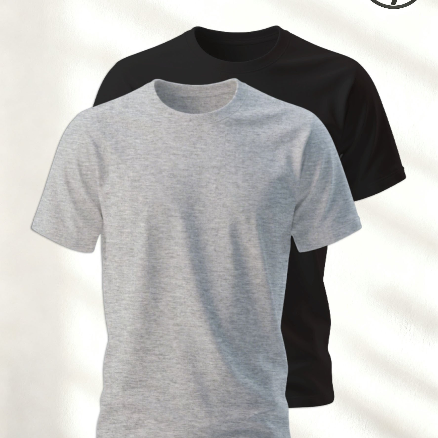TEMU Men's Pure Cotton T-shirt In Grey Black Short Sleeve Classic 2-pack, Basic Underwear For , Soft Breathable Simple And Versatile