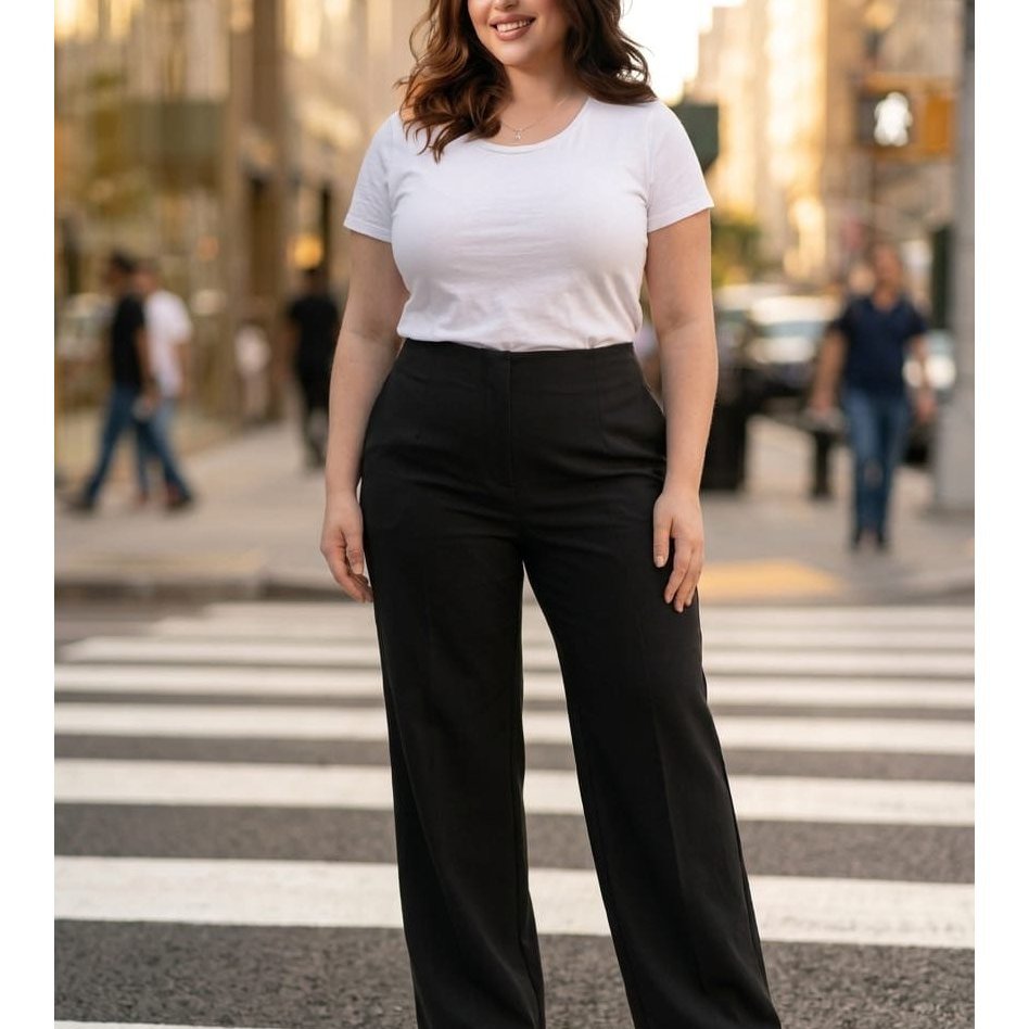 Image of Elegant Plus Size High-waist Business Trousers With Straight Leg – Straight-leg Trousers For Women In Plus Sizes