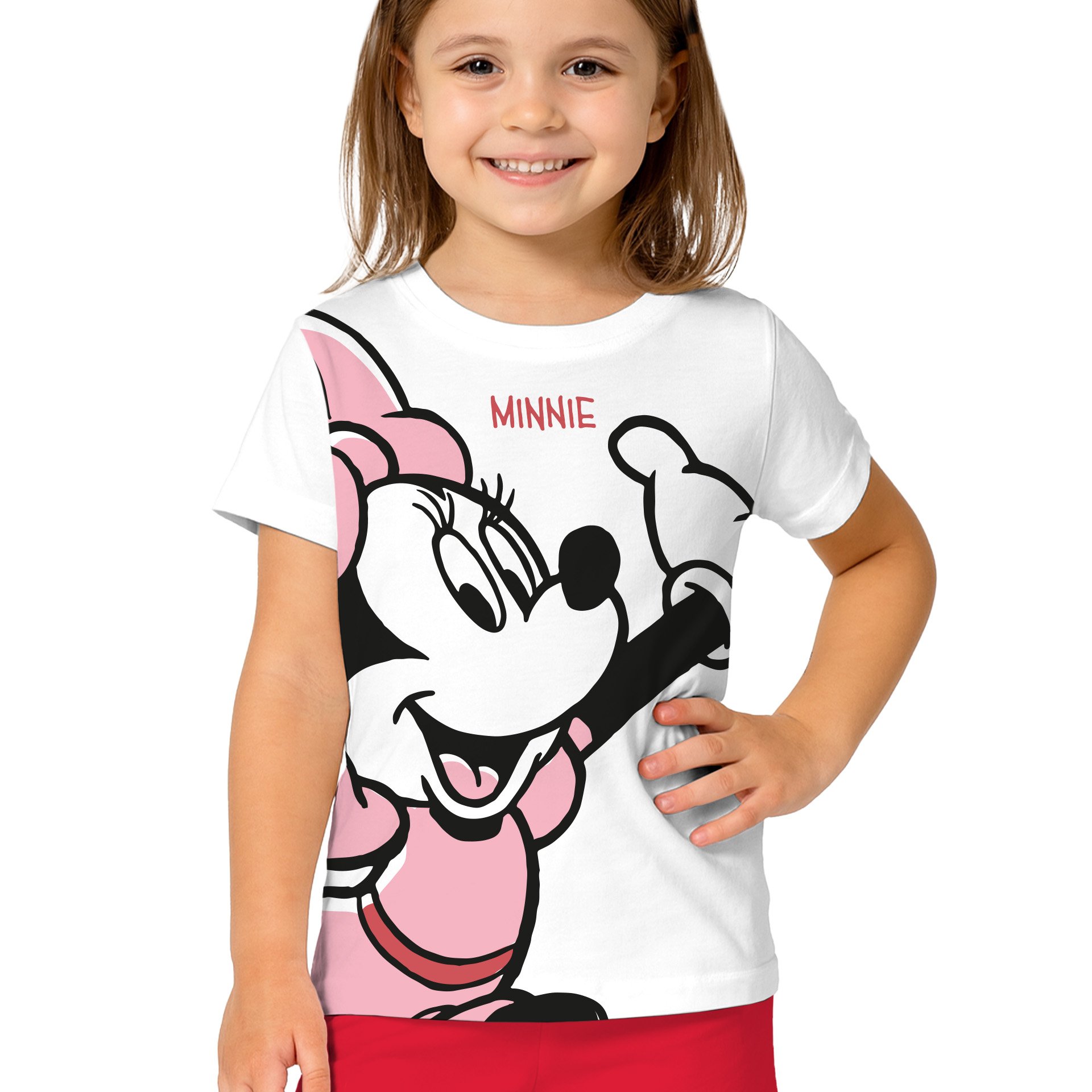 Mouse Pajamas For Girls Kids Short Sleeve Top With Pants White/red