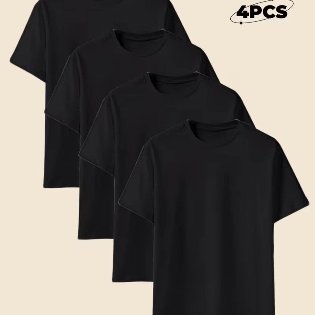 TEMU Complete 4pcs Men's Black T-shirts - Short Sleeve Base T-shirt, Comfortable And Versatile, Perfect For Summer