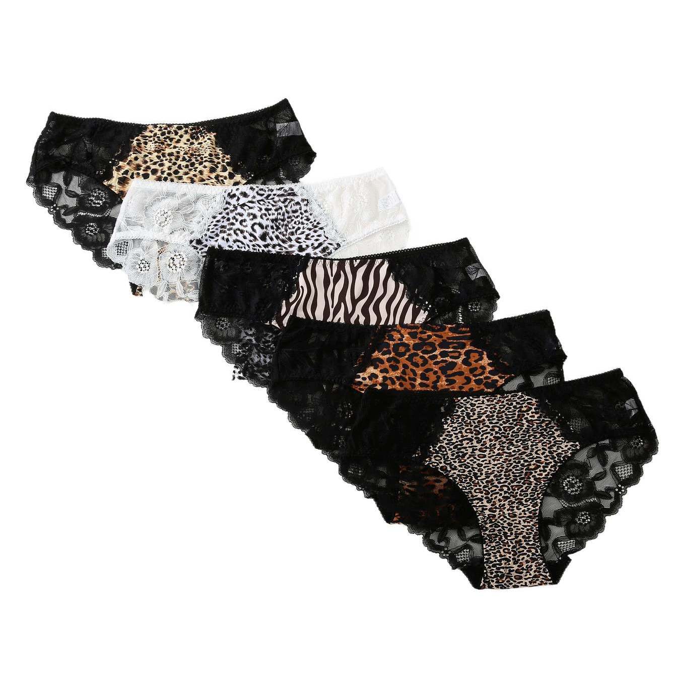 5-pack Ladies' Briefs With Animal Print - Underwear - Leopard Print & Zebra - Fit