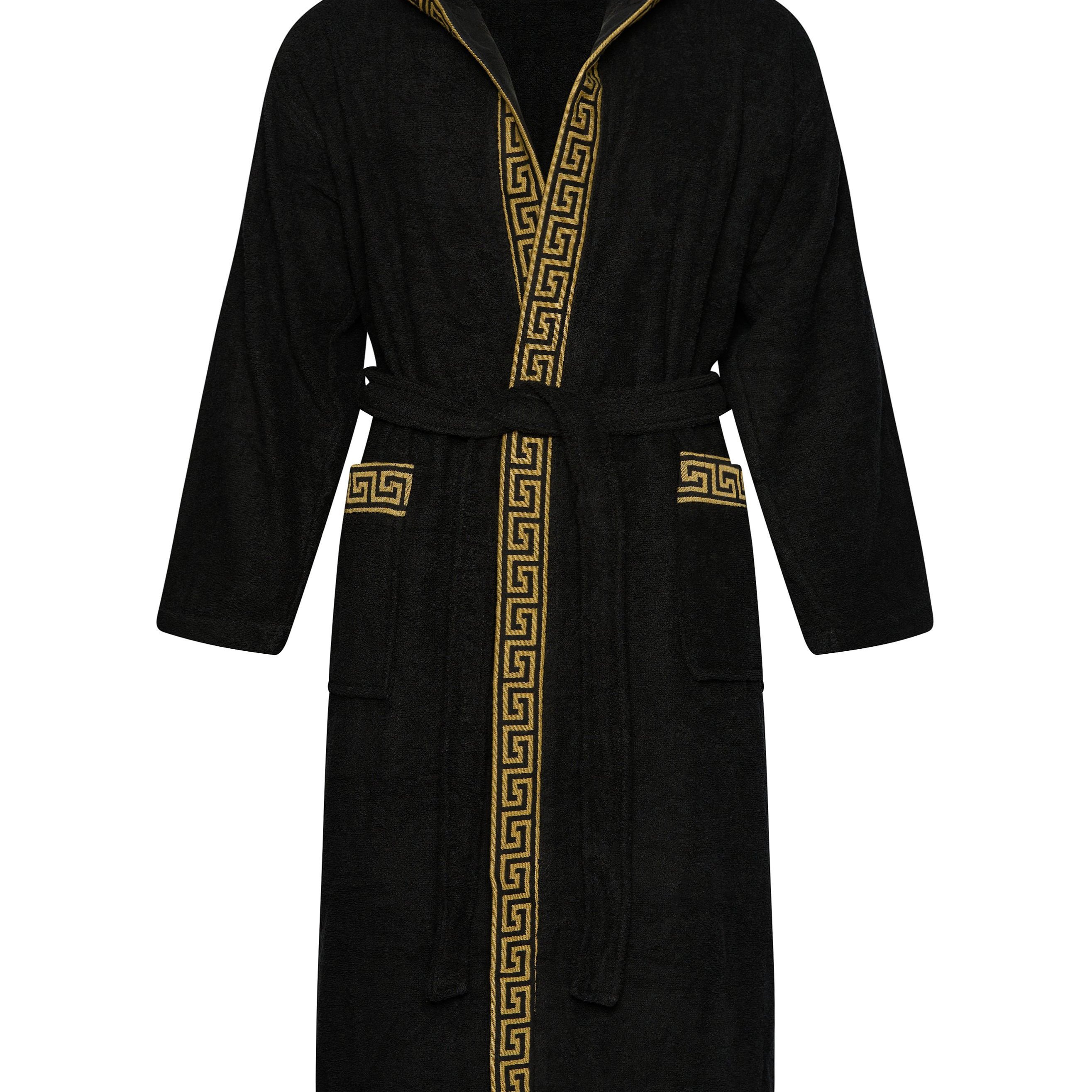 Men's Fleece Bathrobe Made Ofwith Hood And Long Belt (1504