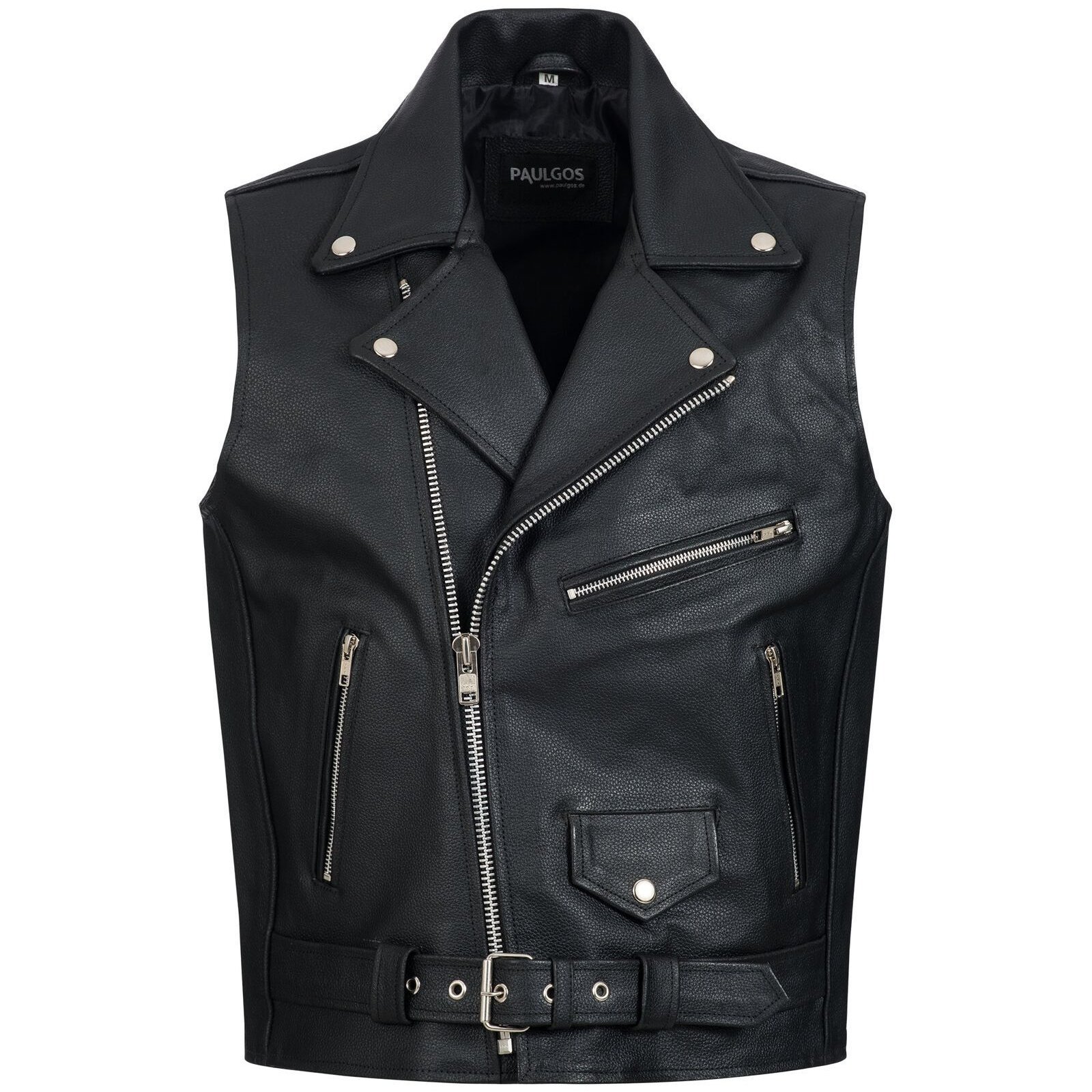 Paulgos Leather Jacket Biker Jacket Chopper Jacket Leather - Bw2
