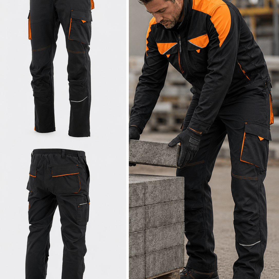 Image of Men's Stretch Work Pants With Knee Pouches, Cell Phone And Tape Measure Pocket