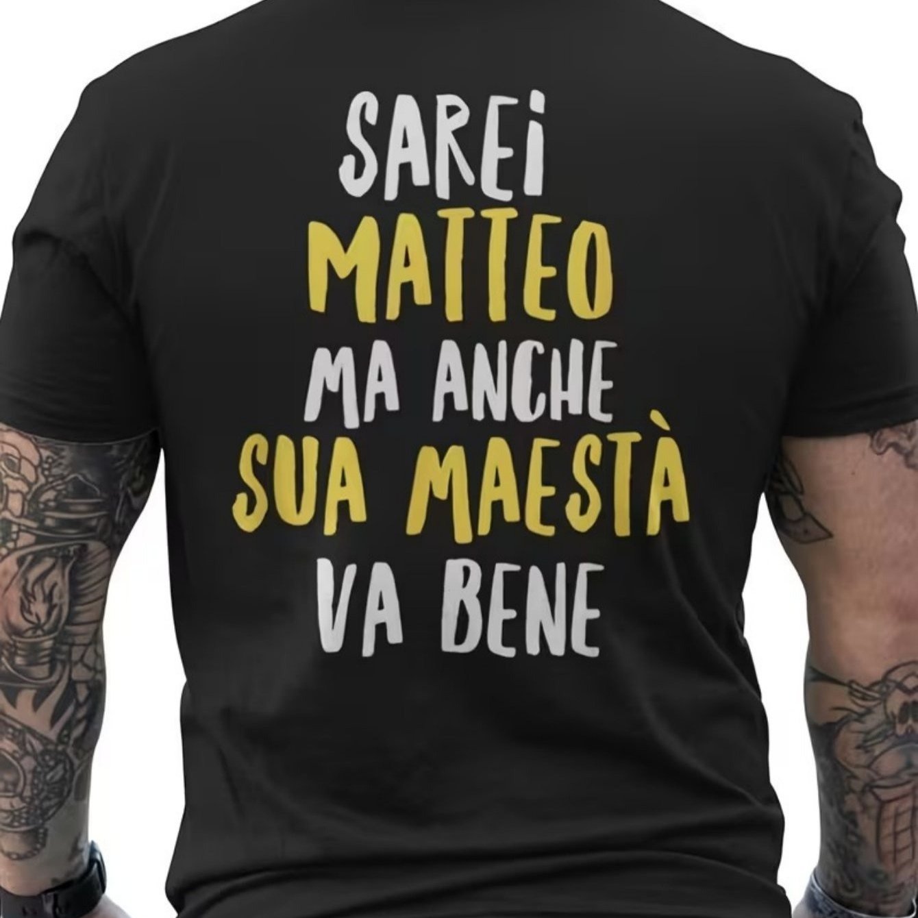 TEMU Maglietta divertente Matteo - " Matteo Ma Anche Sua Maesta" Stampa sul retro, T-shirt casual per e ragazzi, vestibilit� regolare, corta, regalo