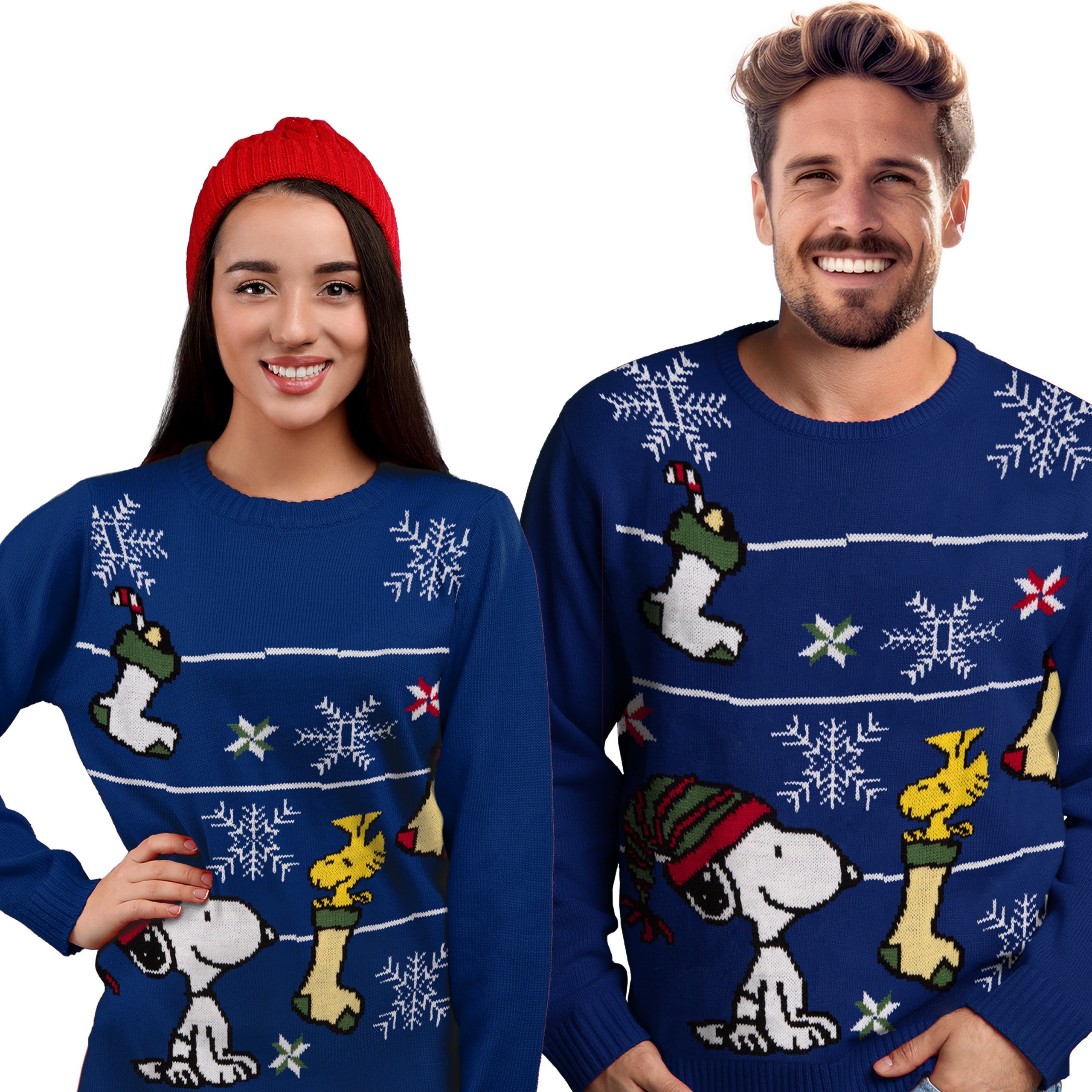 The Winter Sweater Unisex - Snoopy Winter Knit Pullover Sweatshirt Ugly Sweater For Blue