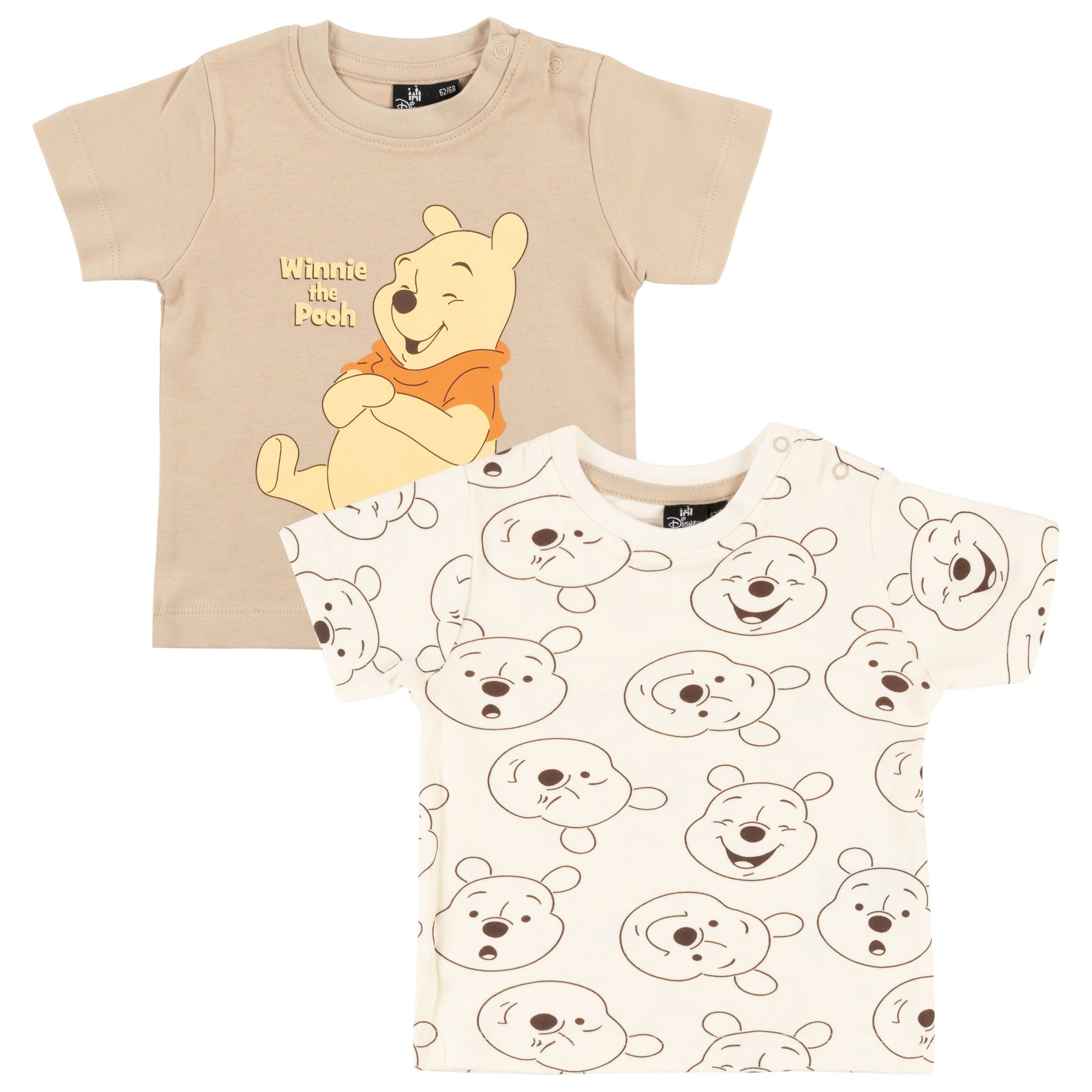Winnie Pooh Baby T-shirt For Boys And Girls - Short Sleeve Baby Clothing Beige (2-pack)