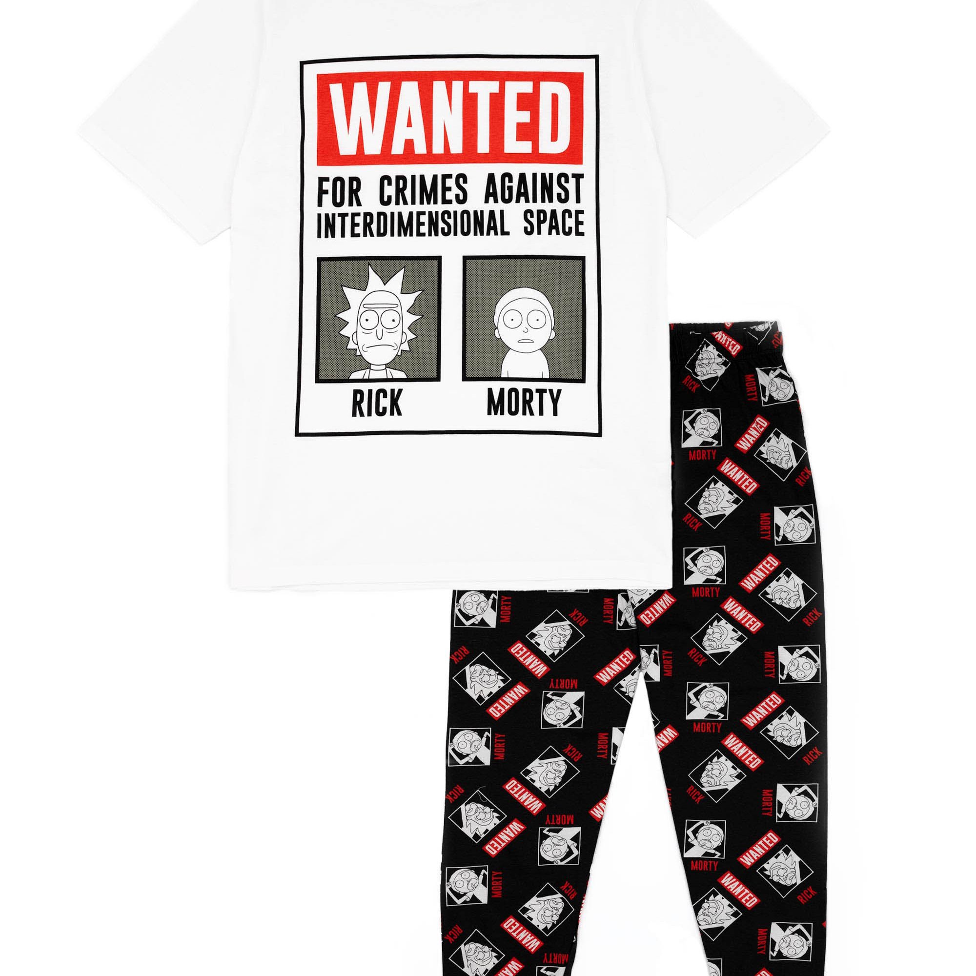 TEMU Rick And Morty Wanted Men's Pyjamas Poster T-shirt And Lounge Pants, Multicoloured, 3xl