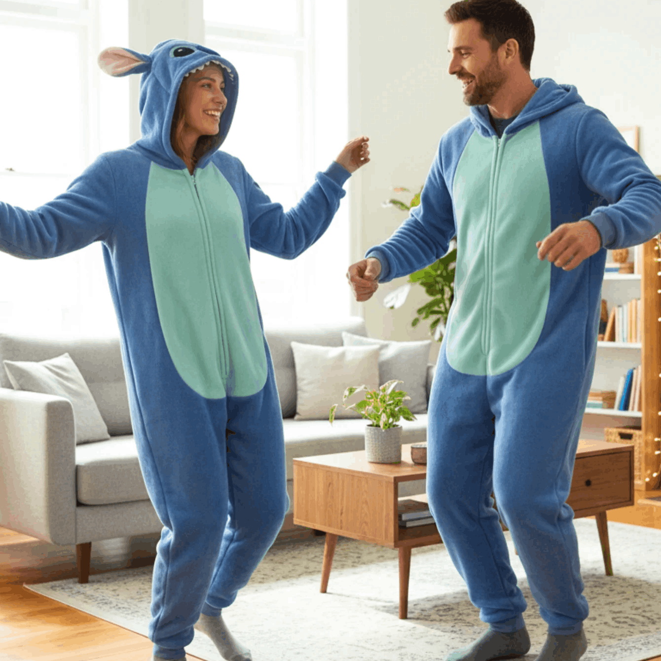Image of Plush Pajama Costume Cosplay & Stitch With Hood And Pockets, Nerd Hunters, 100% Polyester, Autumn And Winter, Casual, Party, And Everyday Wear, S - Xxl (145 - 195 Cm)