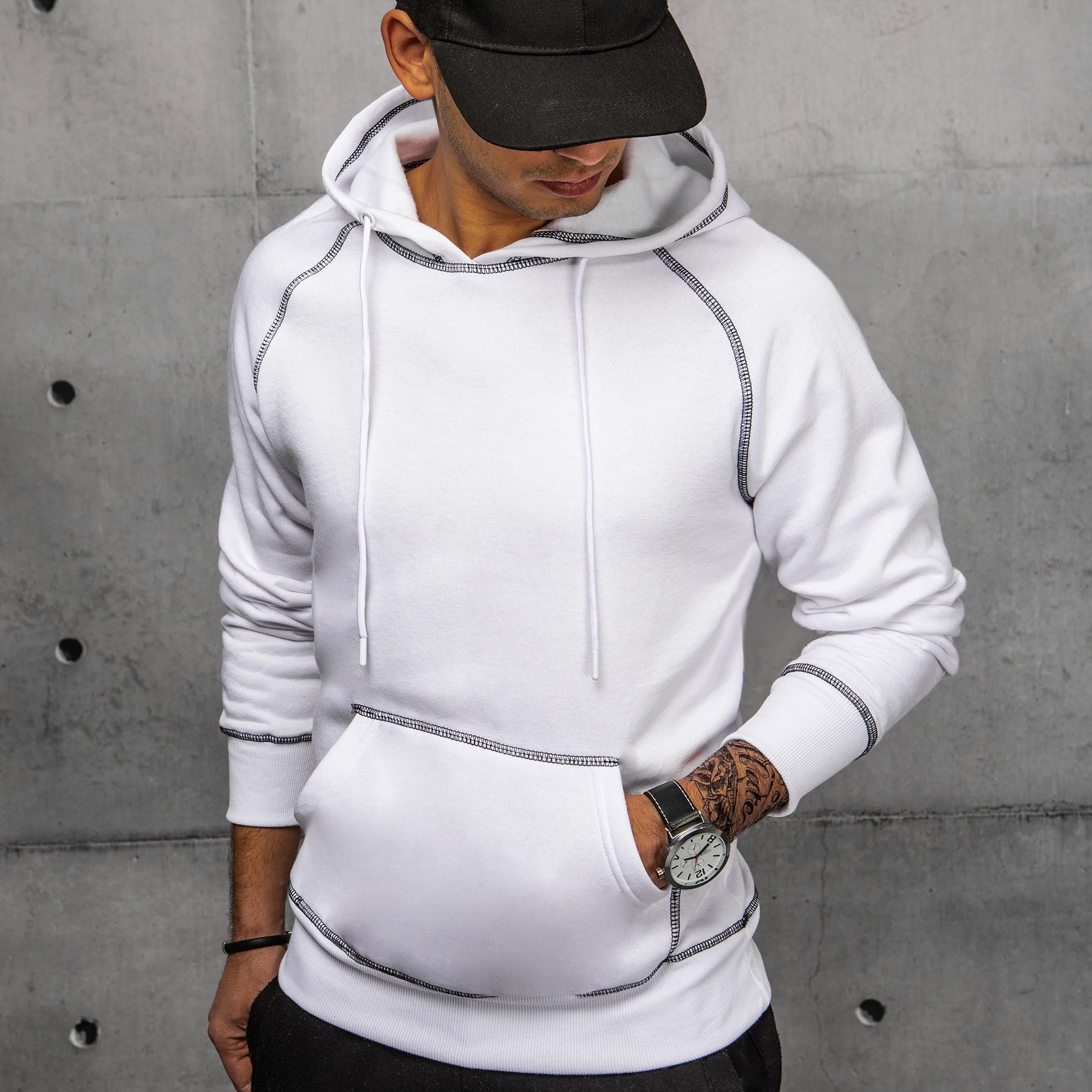 Image of Men's Pullover Hoodie With A Kangaroo Pocket, Elastic Cuffs And Hem, Everyday Hoodie Made Of Soft Material, Comfortable Casual Wear, Perfect For Daily Use, Workouts, , Or Relaxation, 5515