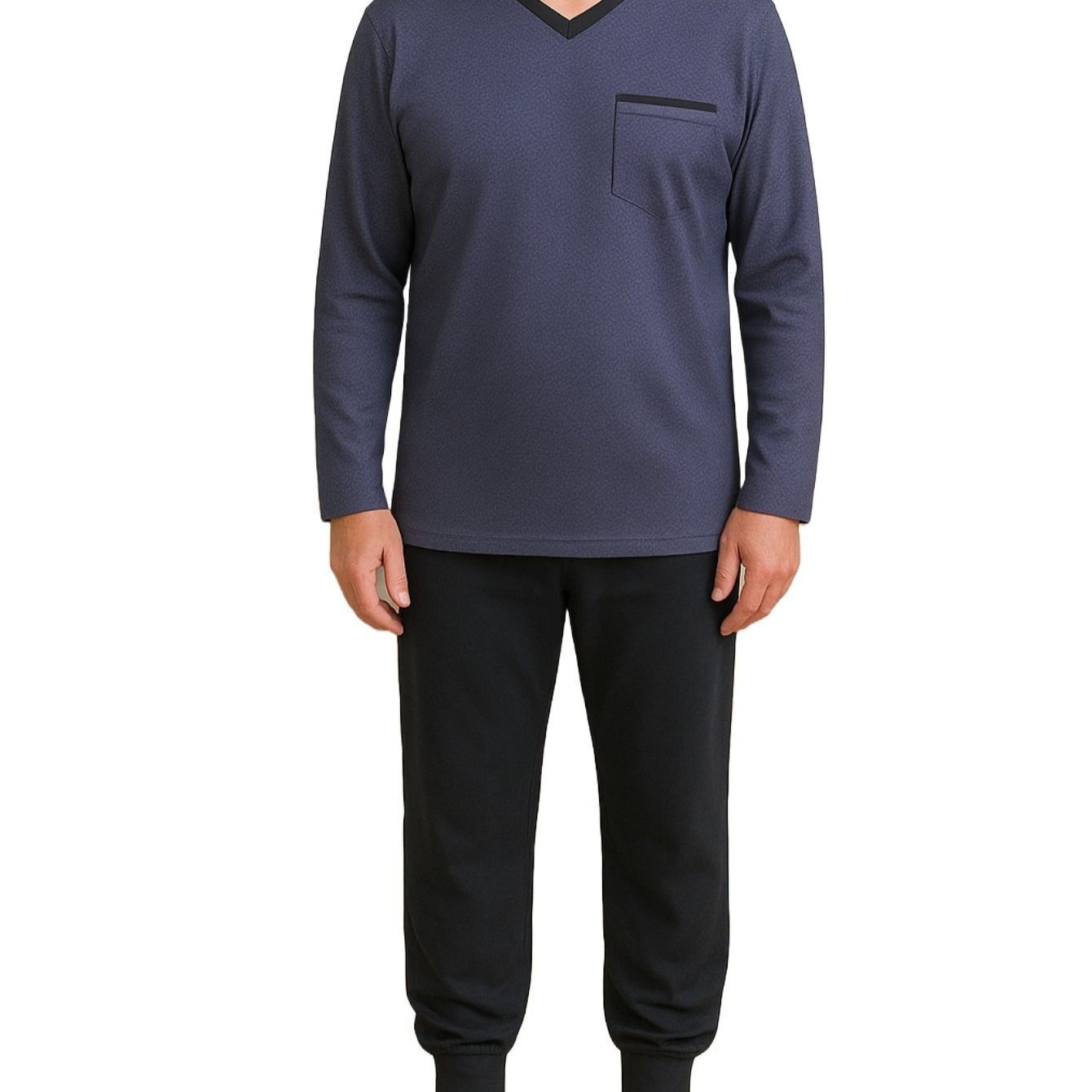 E-shop Herren Pyjama Schlafanzug Herren lang Herren Pyjama-Set 100% Baumwolle Nachtwäsche Schlafanzüge Hausanzug für Herren Schlafgewand XL XXL 3XL