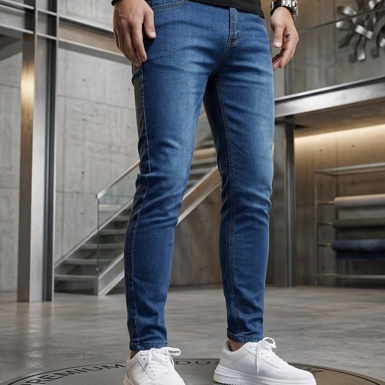 TEMU Men’s Stretch Skinny Fit Jeans – Solid Color Woven Denim, Slim Trousers, Casual Basics