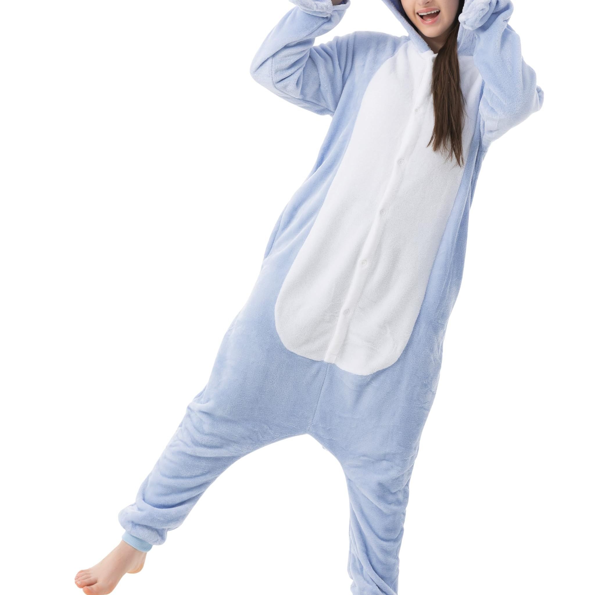 Image of Shark Costume For Women, Men, Adults - Carnival, Mardi Gras, Halloween Onesie, Full-body Jumpsuit, , Plush Animal Costume
