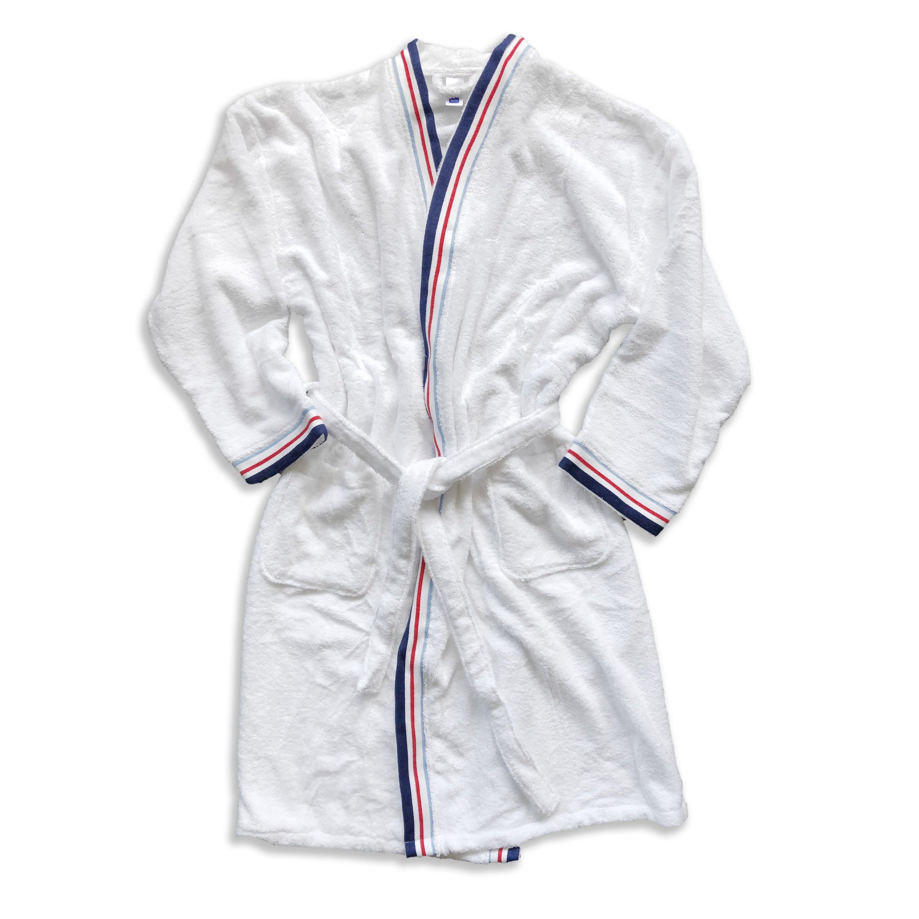 Image of White Bathrobe 100% Cotton Jacquard Size Xl/xxl - 20559 69